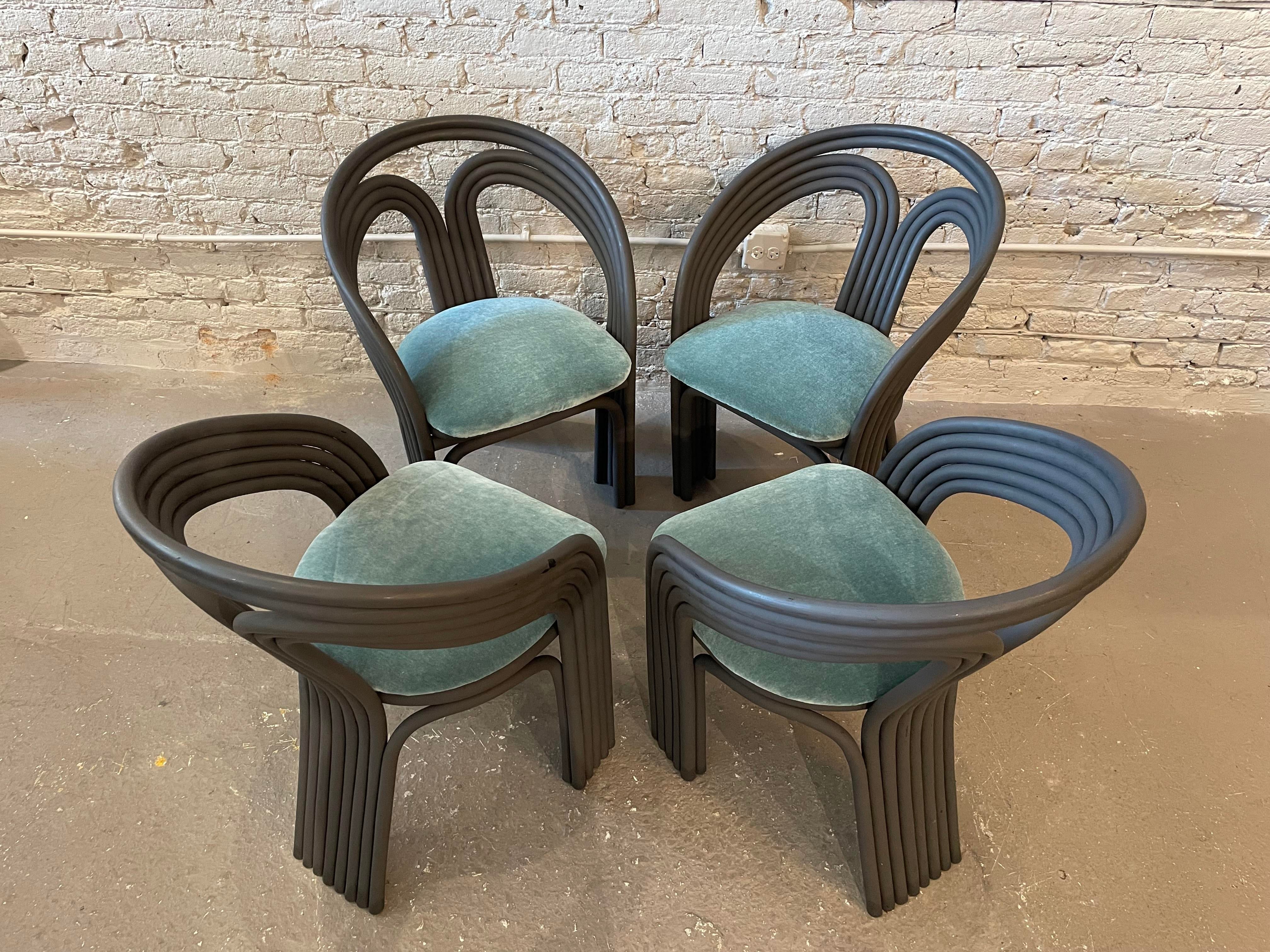 Bamboo Vintage Dining Chairs - Set of 4