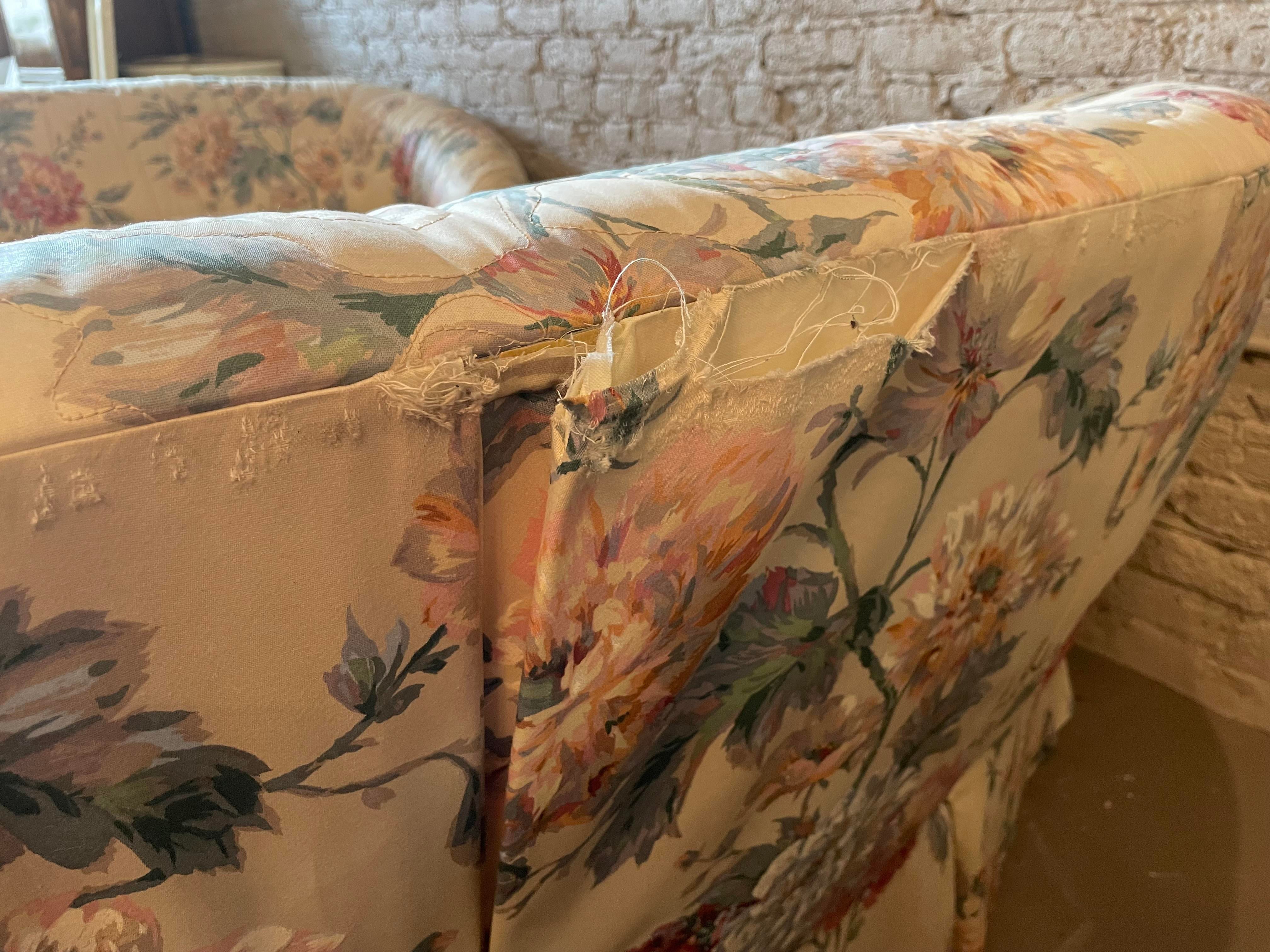 Drexel Heritage Curved Floral Sofas - a Pair