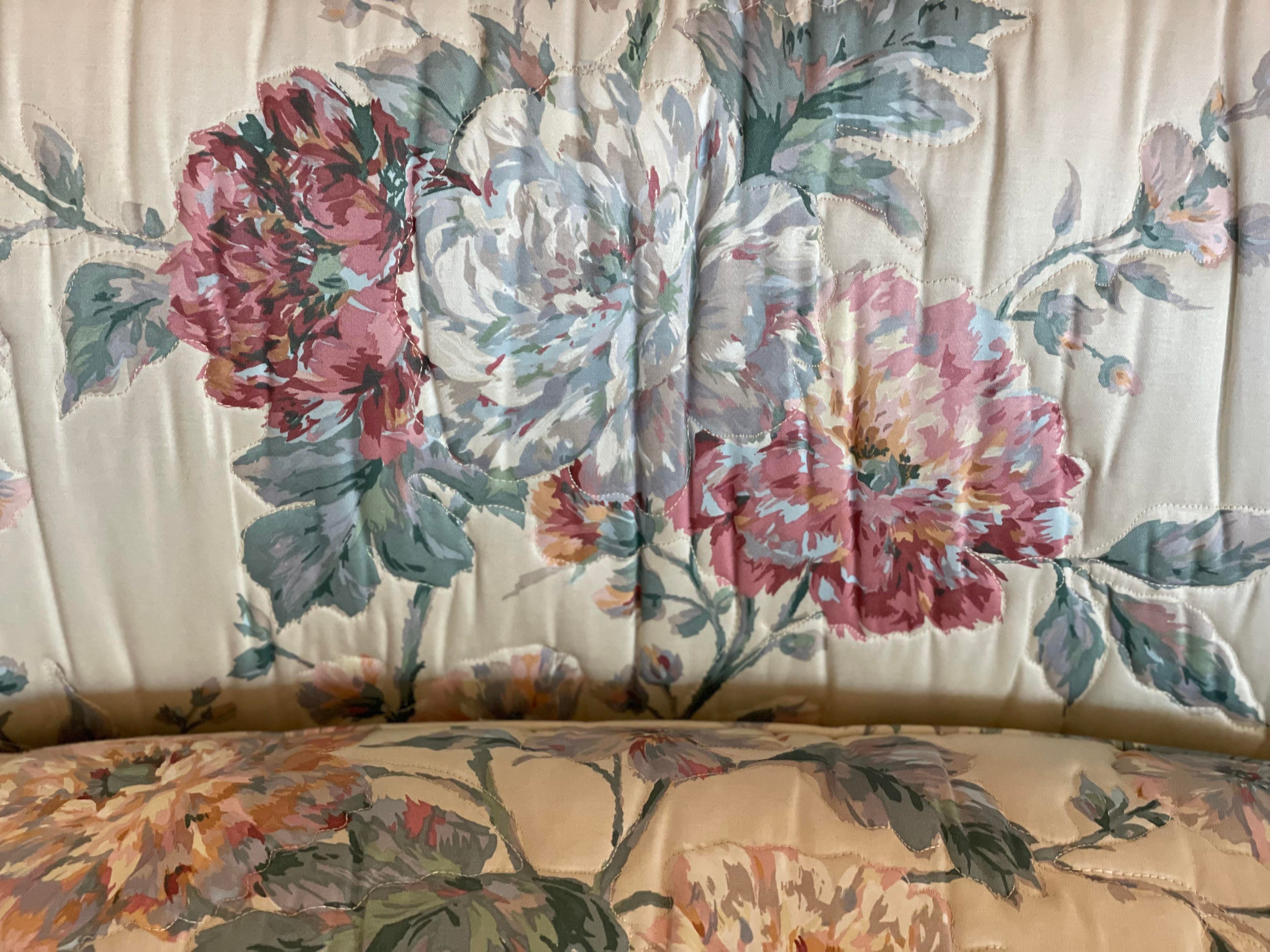 Drexel Heritage Curved Floral Sofas - a Pair