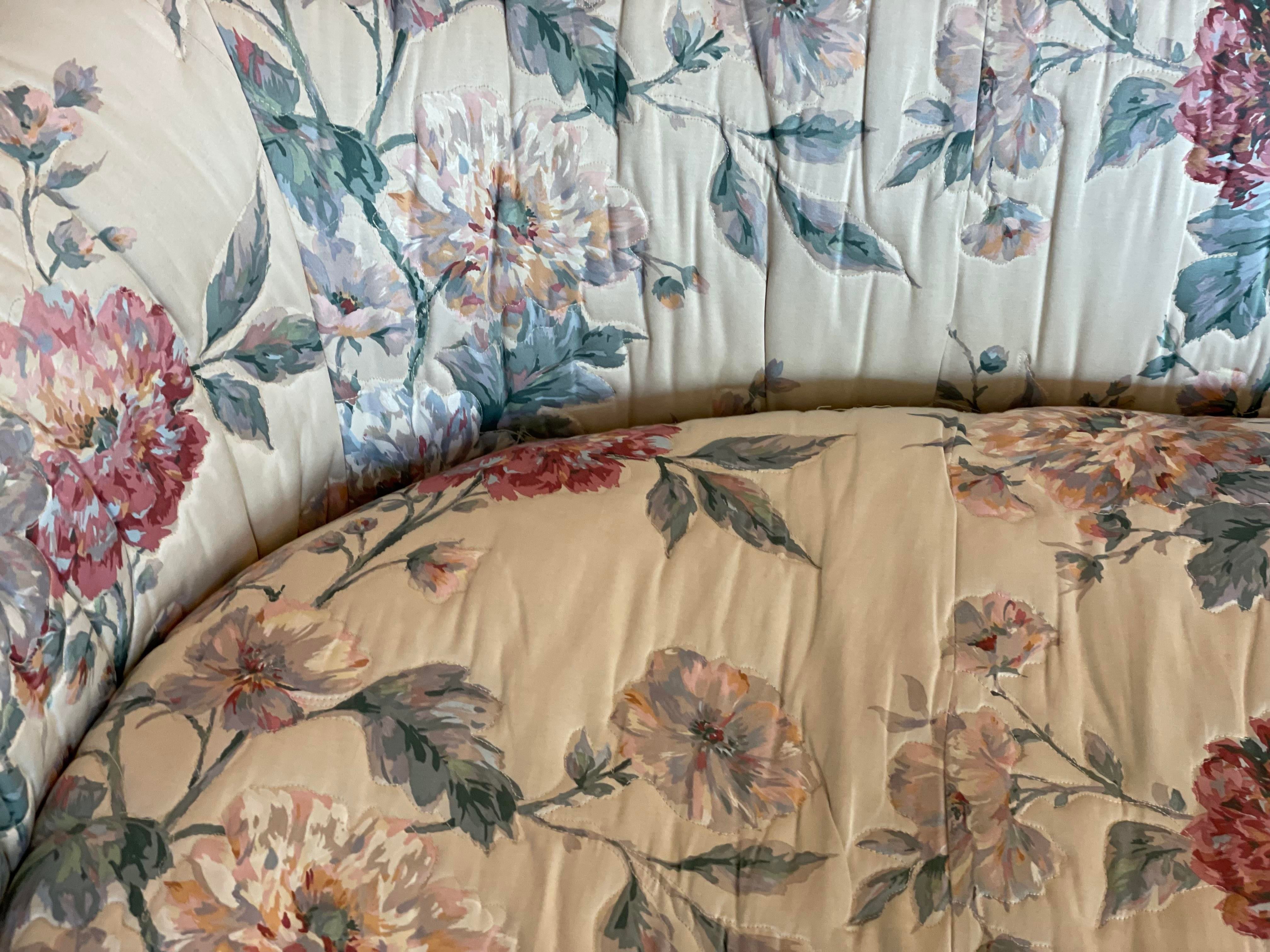 Drexel Heritage Curved Floral Sofas - a Pair