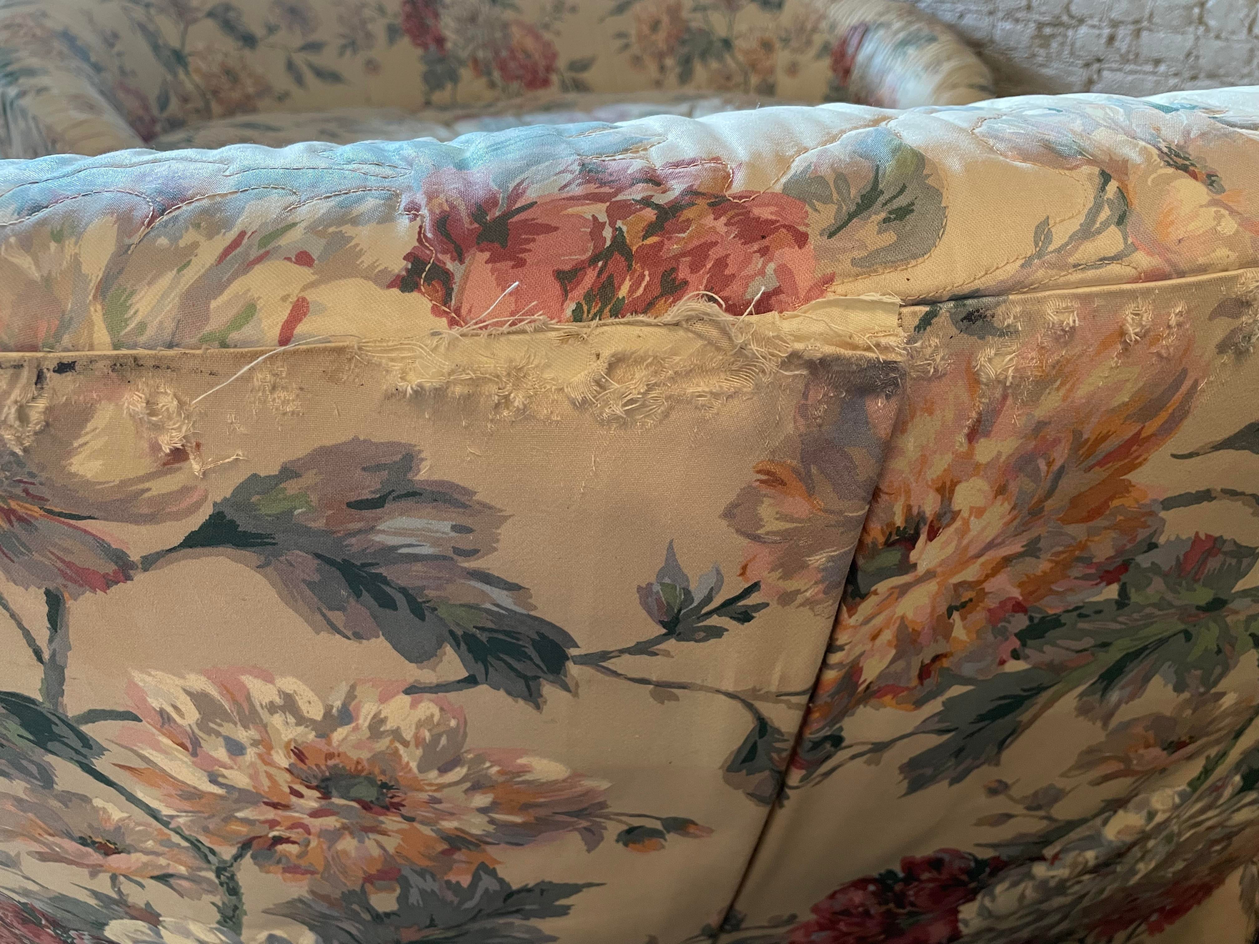 Drexel Heritage Curved Floral Sofas - a Pair
