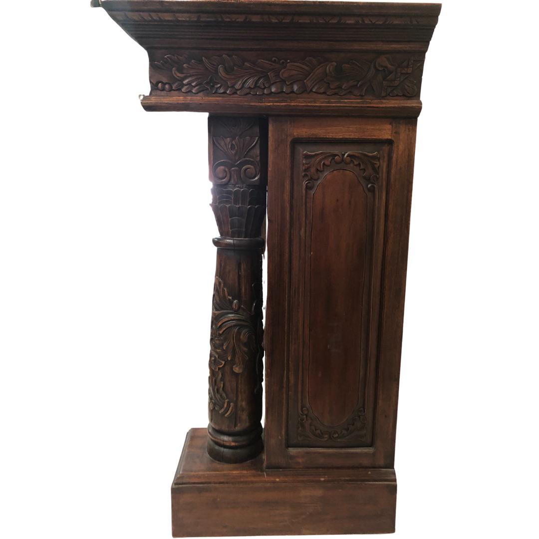English Carved Mahogany Fireplace Mantel