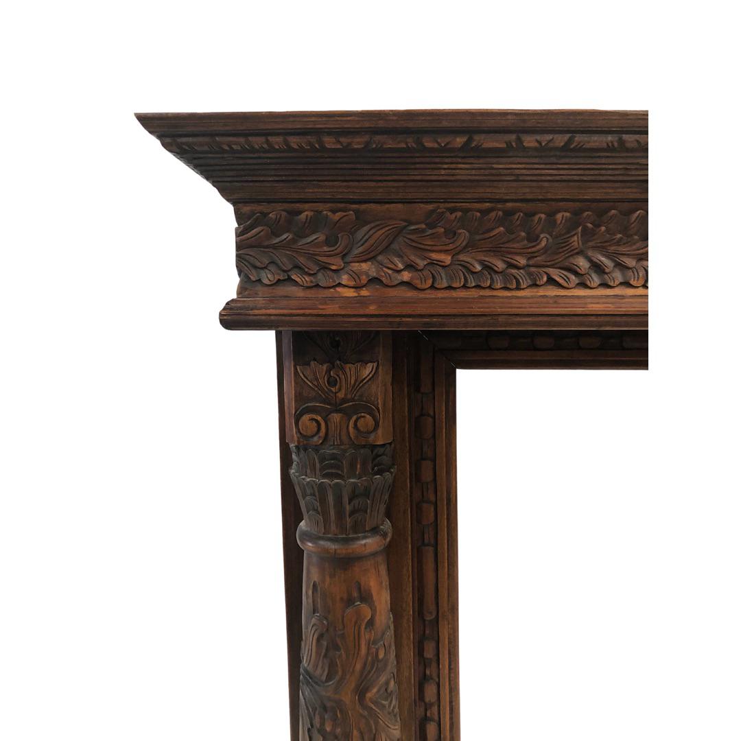 English Carved Mahogany Fireplace Mantel