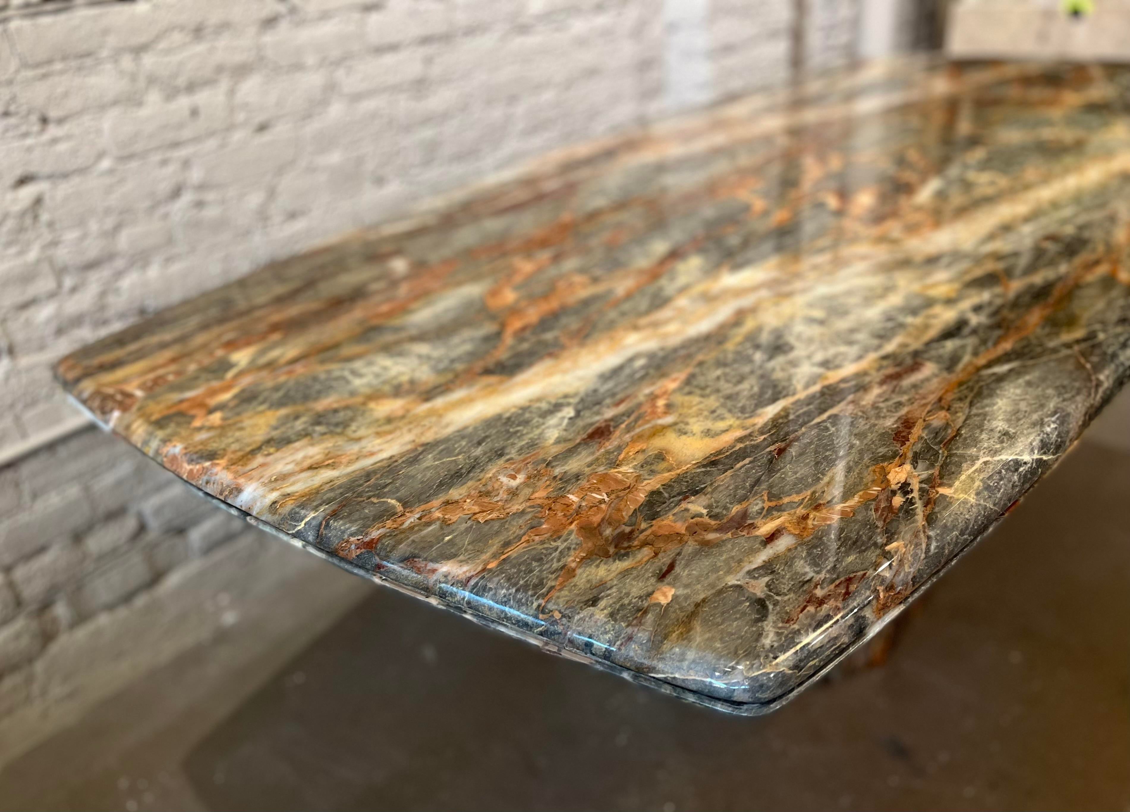 Italian 1970s Fior Di Pesco Marble Vintage Dining Table