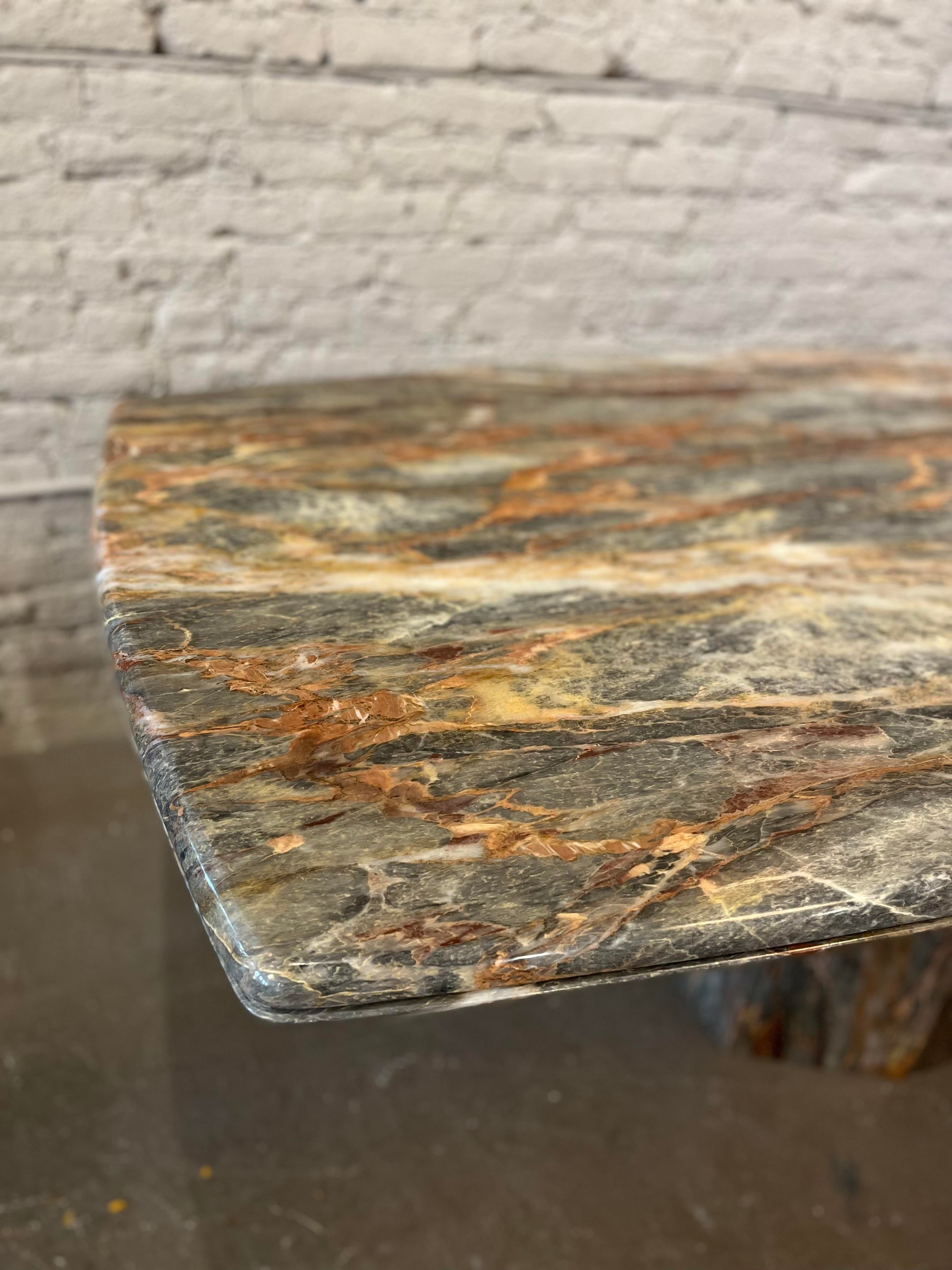 Italian 1970s Fior Di Pesco Marble Vintage Dining Table