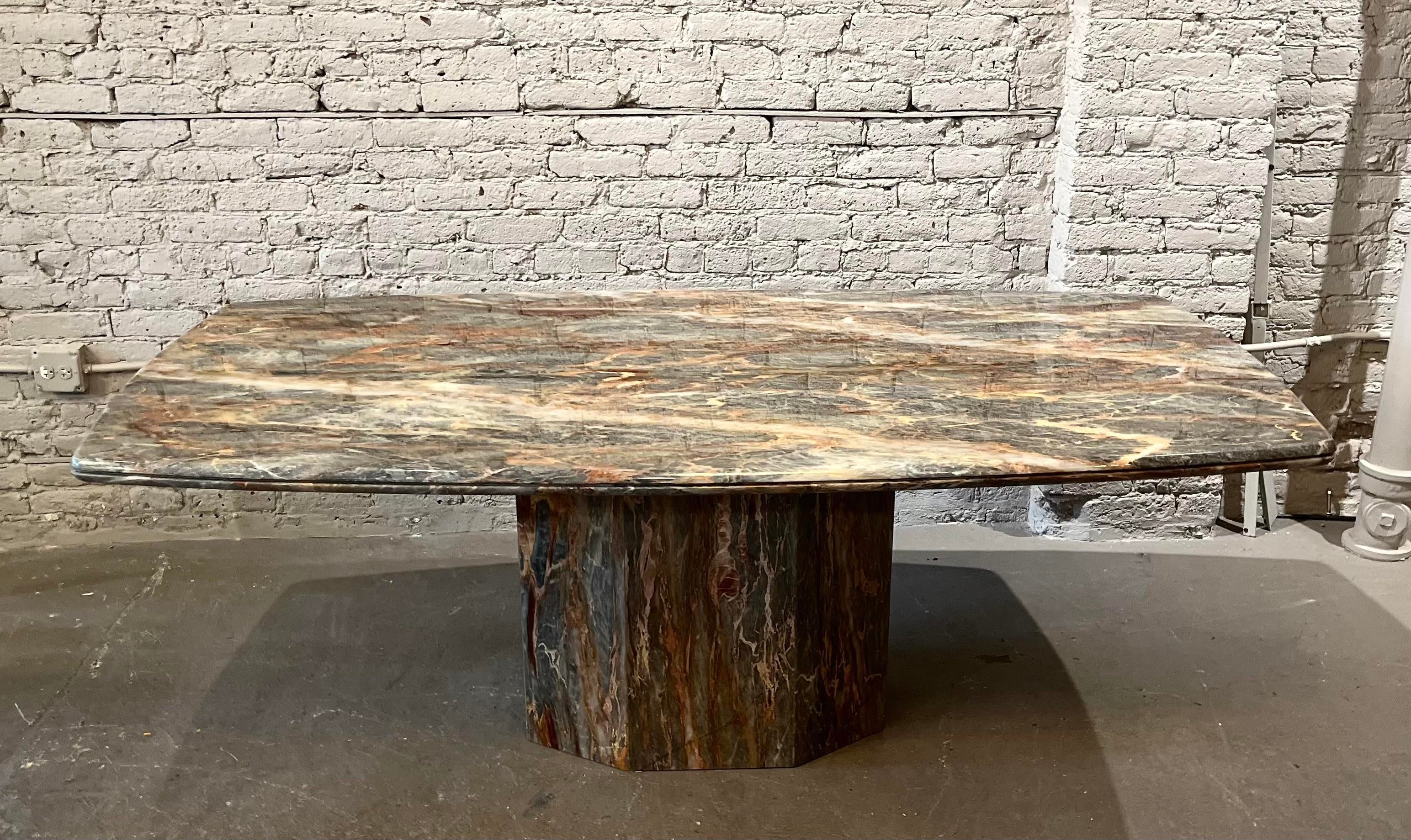 Italian 1970s Fior Di Pesco Marble Vintage Dining Table