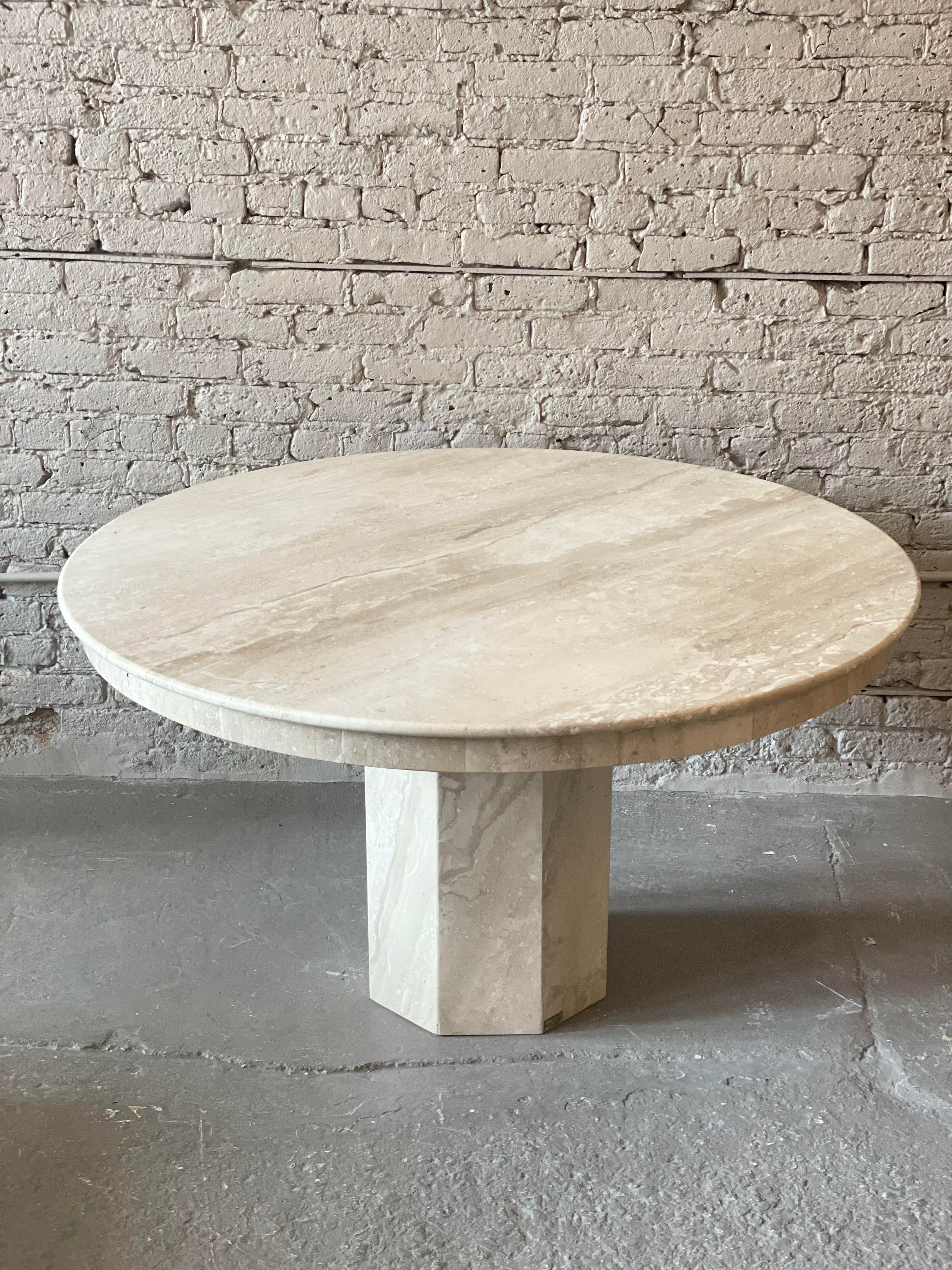 Italian Postmodern Travertine Dining Table