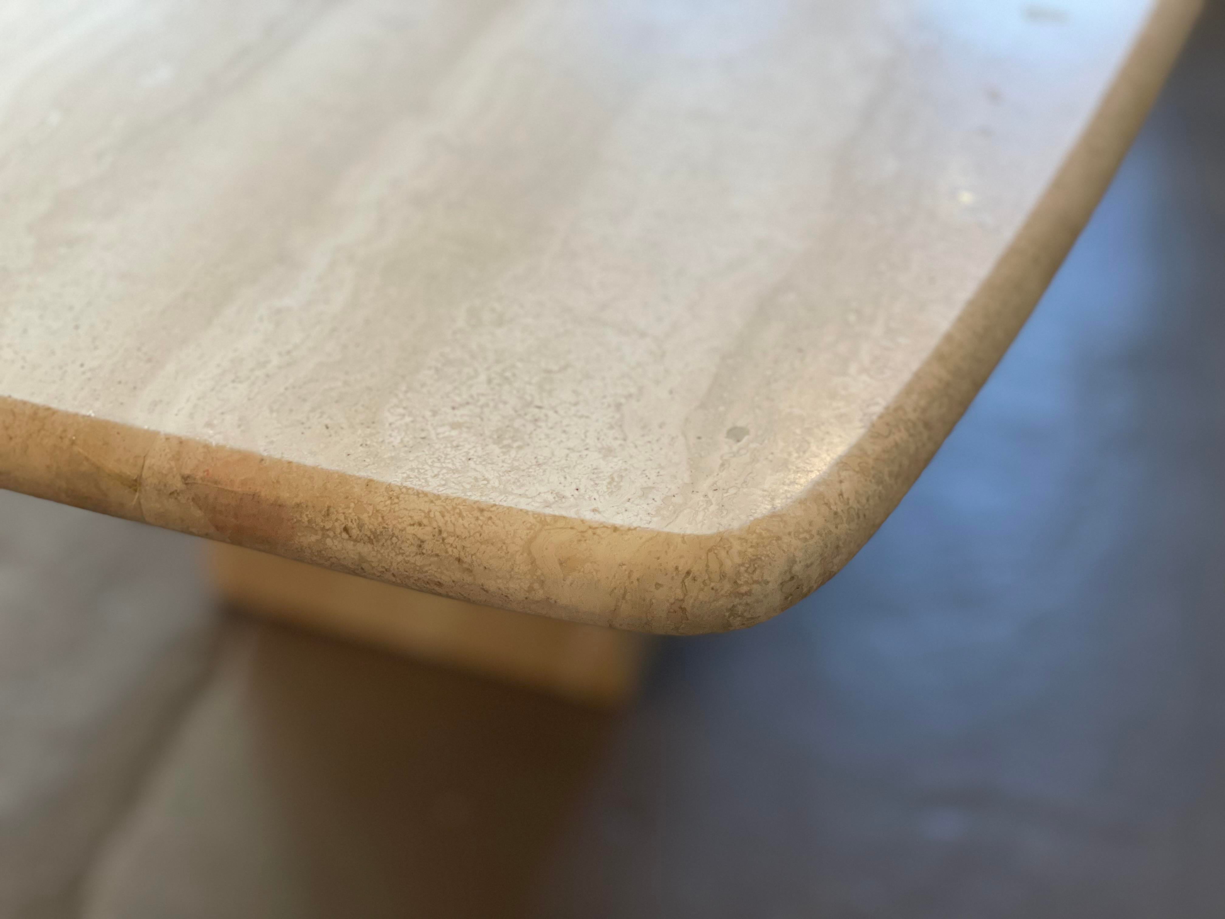 Italian Postmodern Travertine Dining Table Mid Century