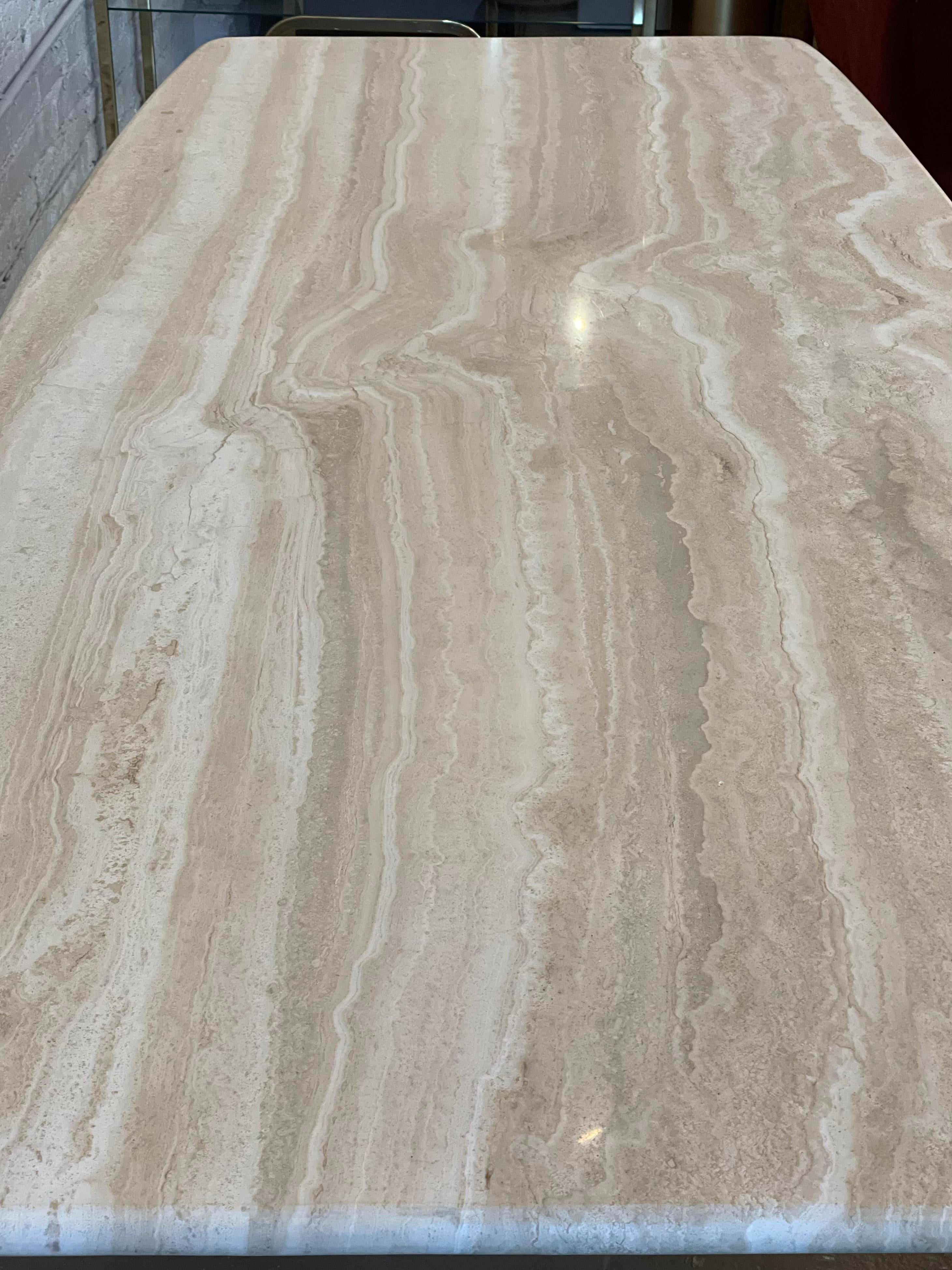 Italian Postmodern Travertine Dining Table Mid Century