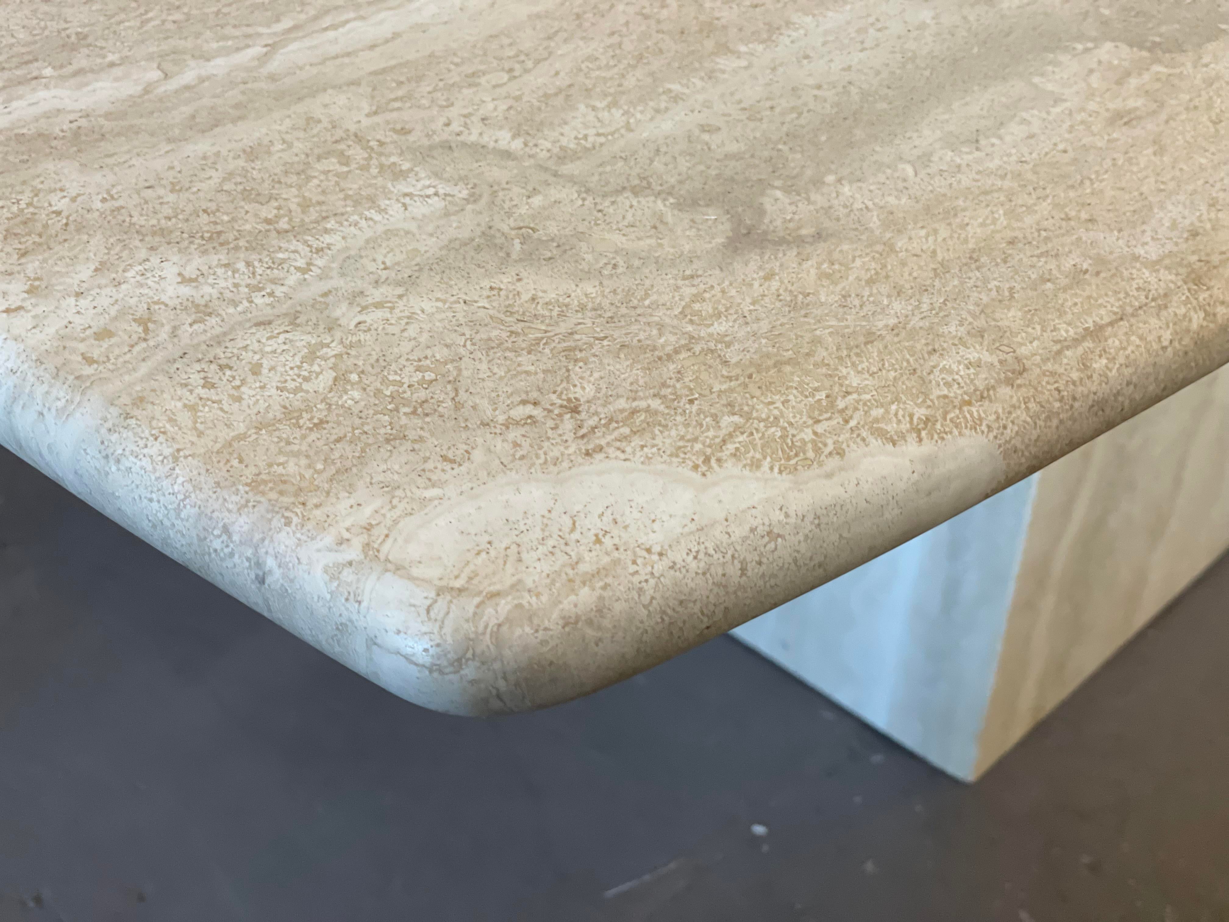 Italian Postmodern Travertine Dining Table Mid Century
