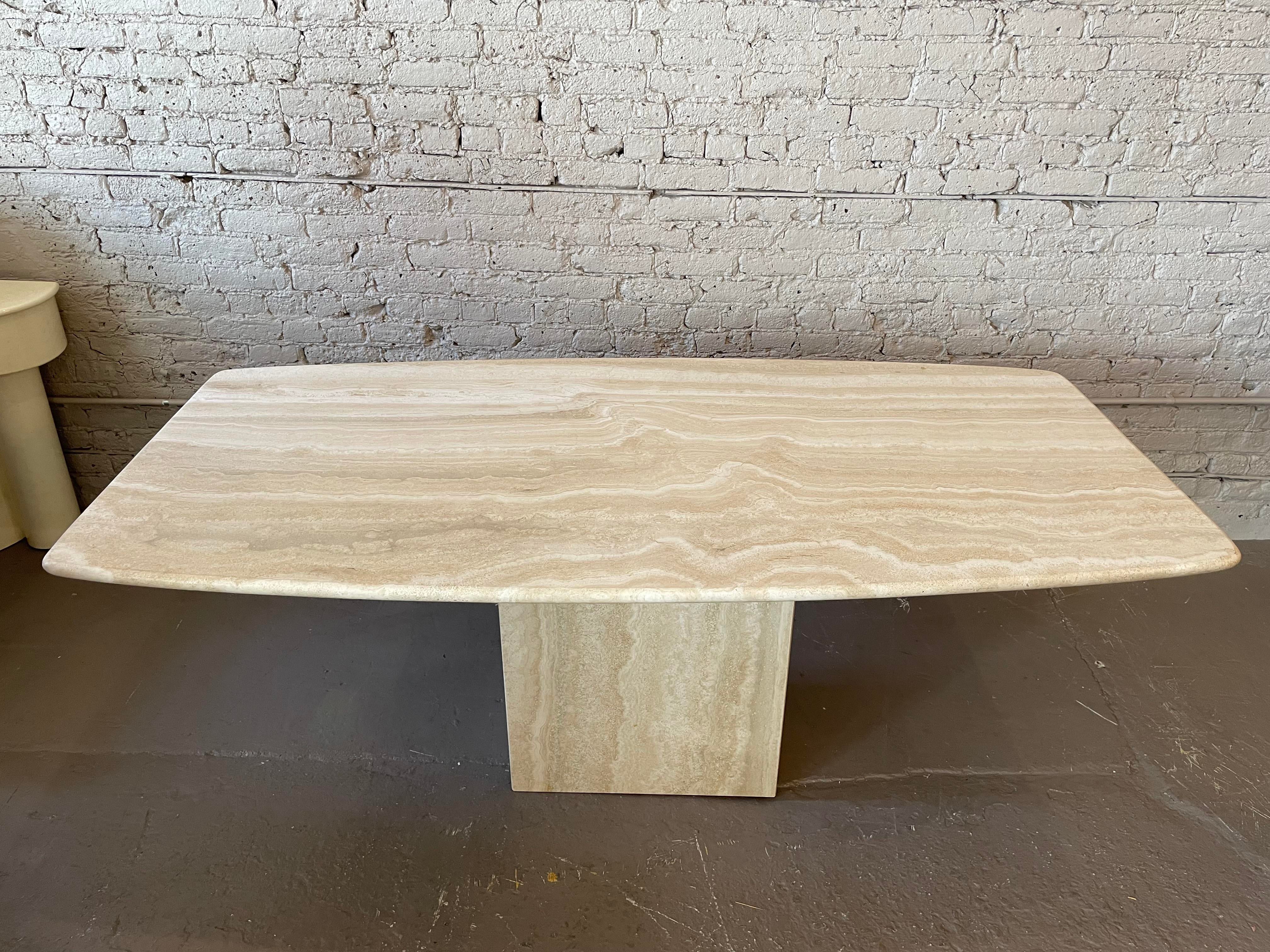 Italian Postmodern Travertine Dining Table Mid Century