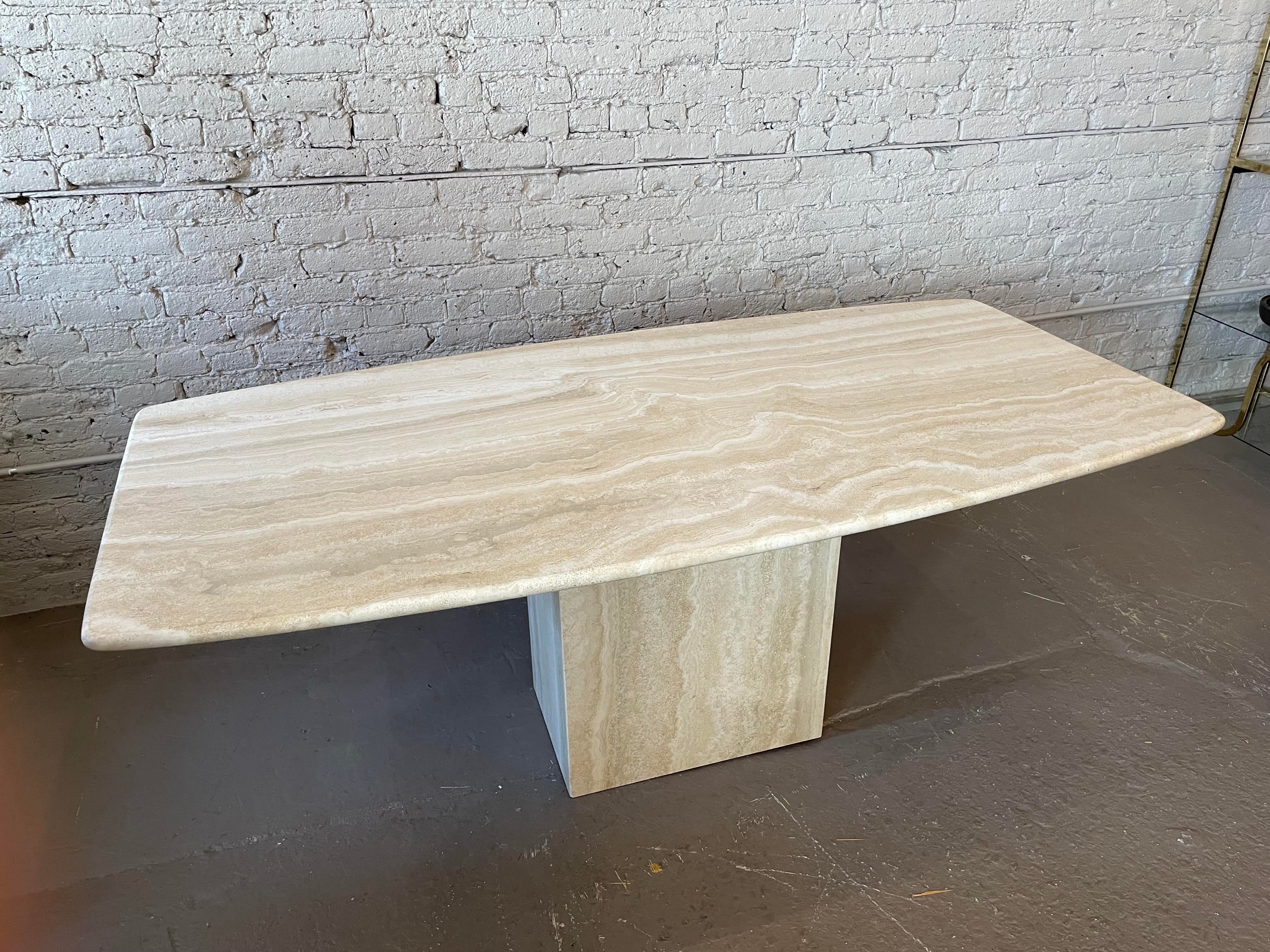 Italian Postmodern Travertine Dining Table Mid Century
