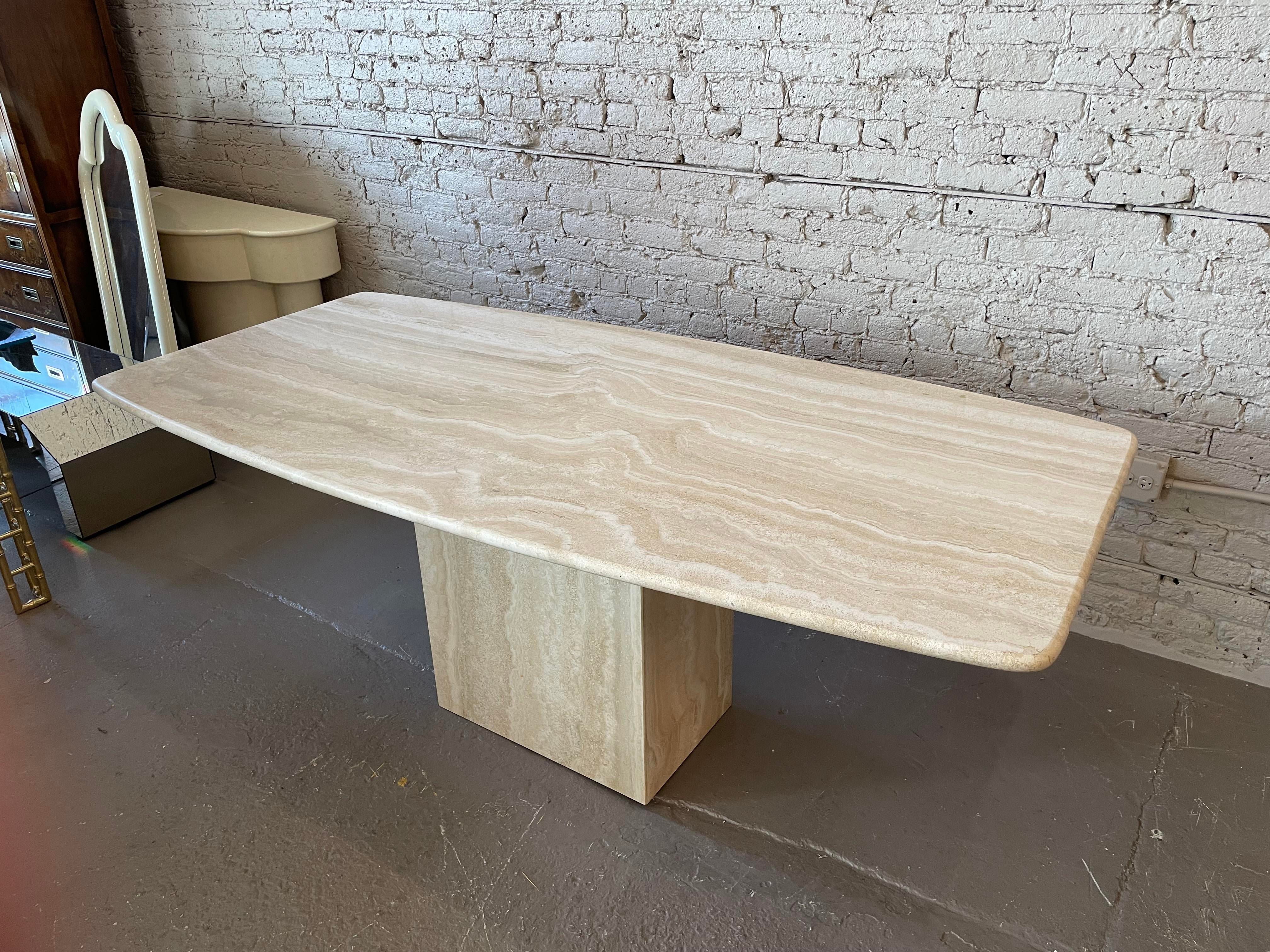 Italian Postmodern Travertine Dining Table Mid Century