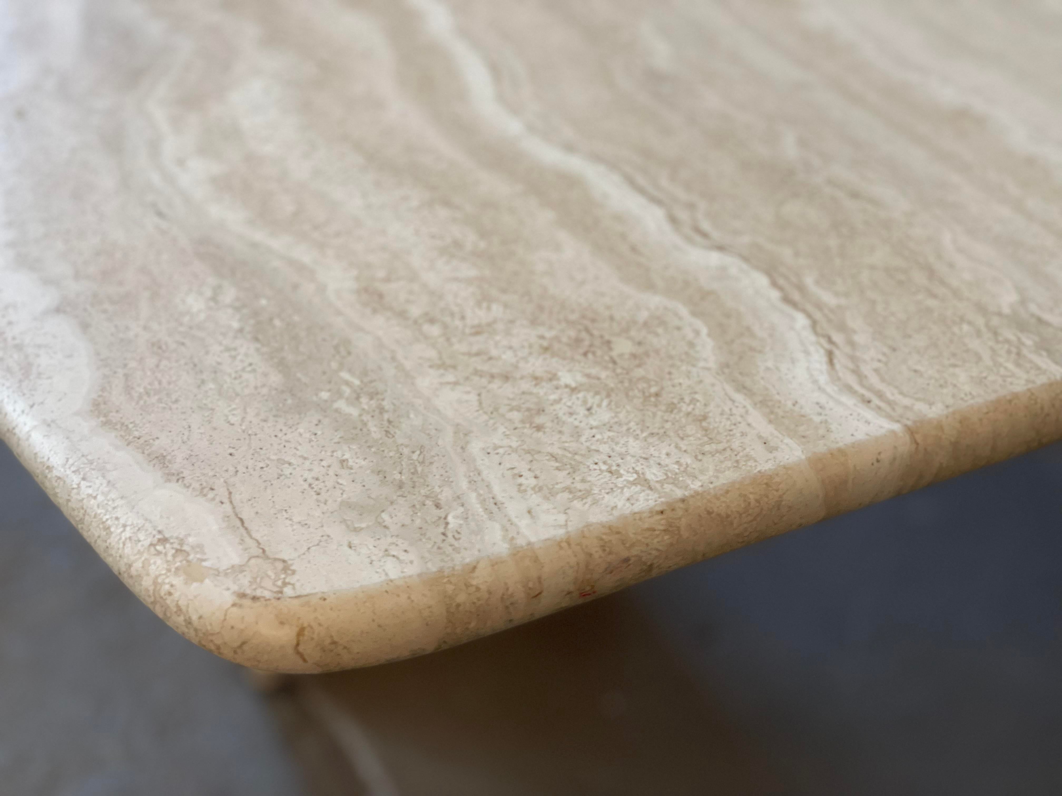 Italian Postmodern Travertine Dining Table Mid Century