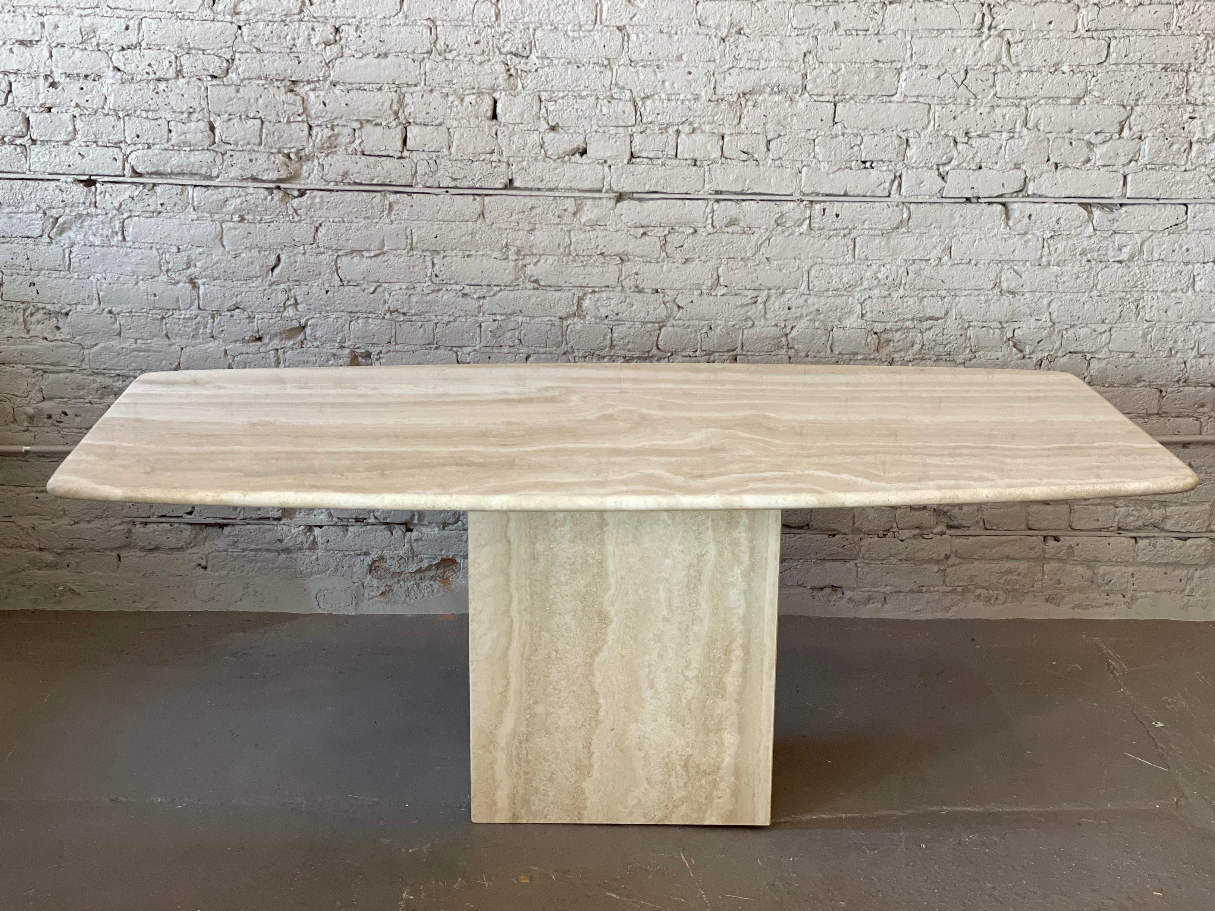 Italian Postmodern Travertine Dining Table Mid Century