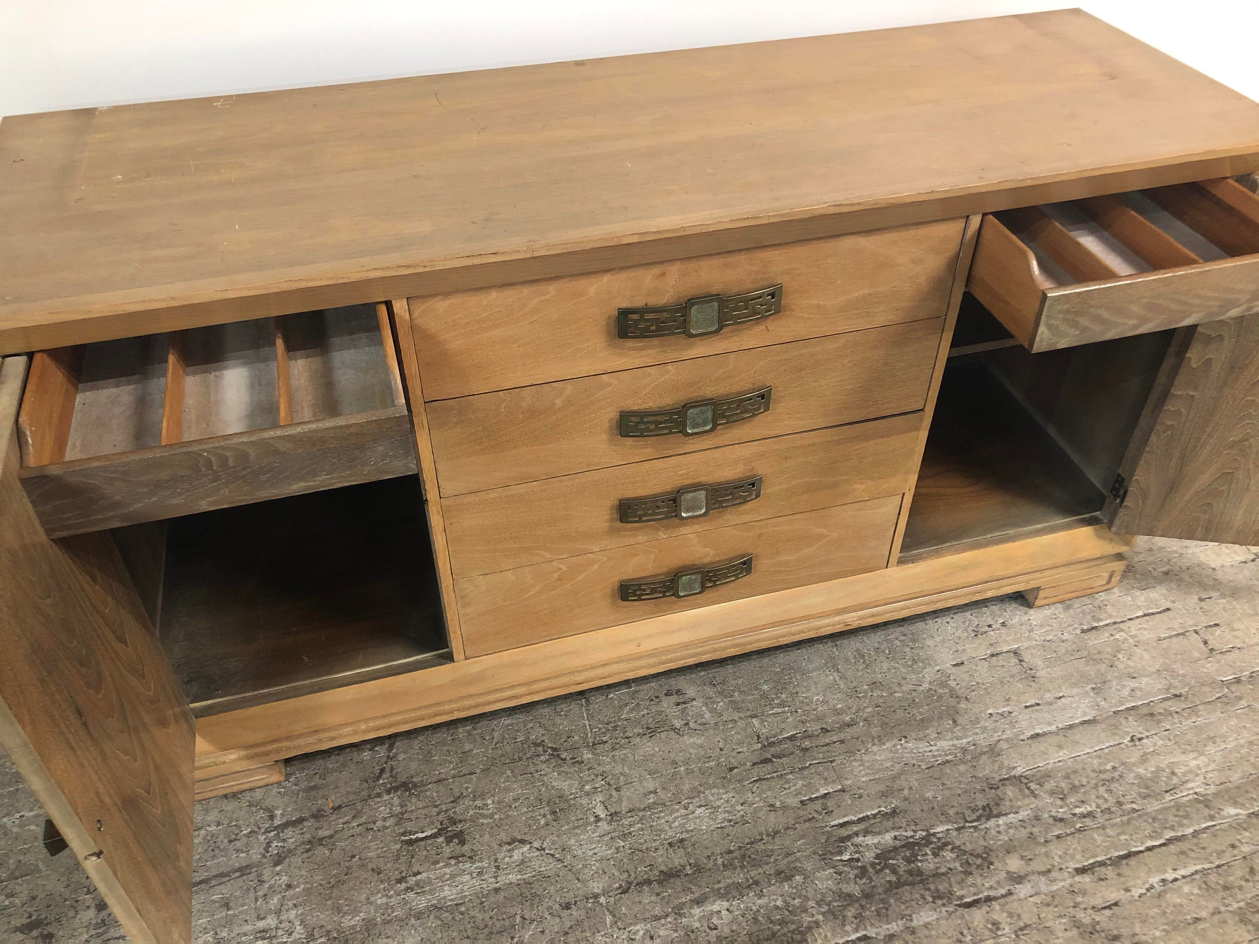 James Mont Mid Century Asian Chinoiserie Solid Wood Credenza Buffet