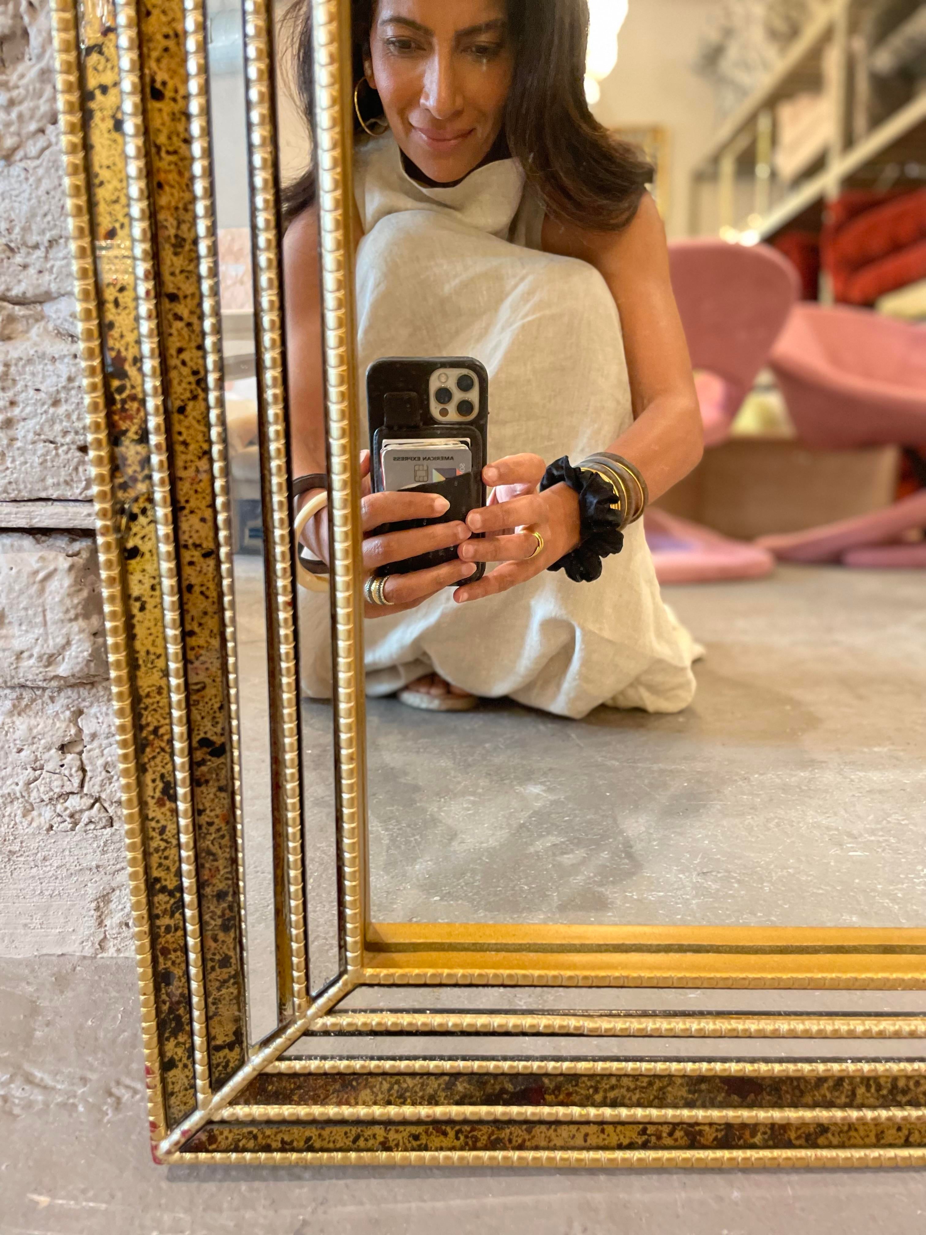 LaBarge Vintage Mirror 1980s Gold and Tortoise