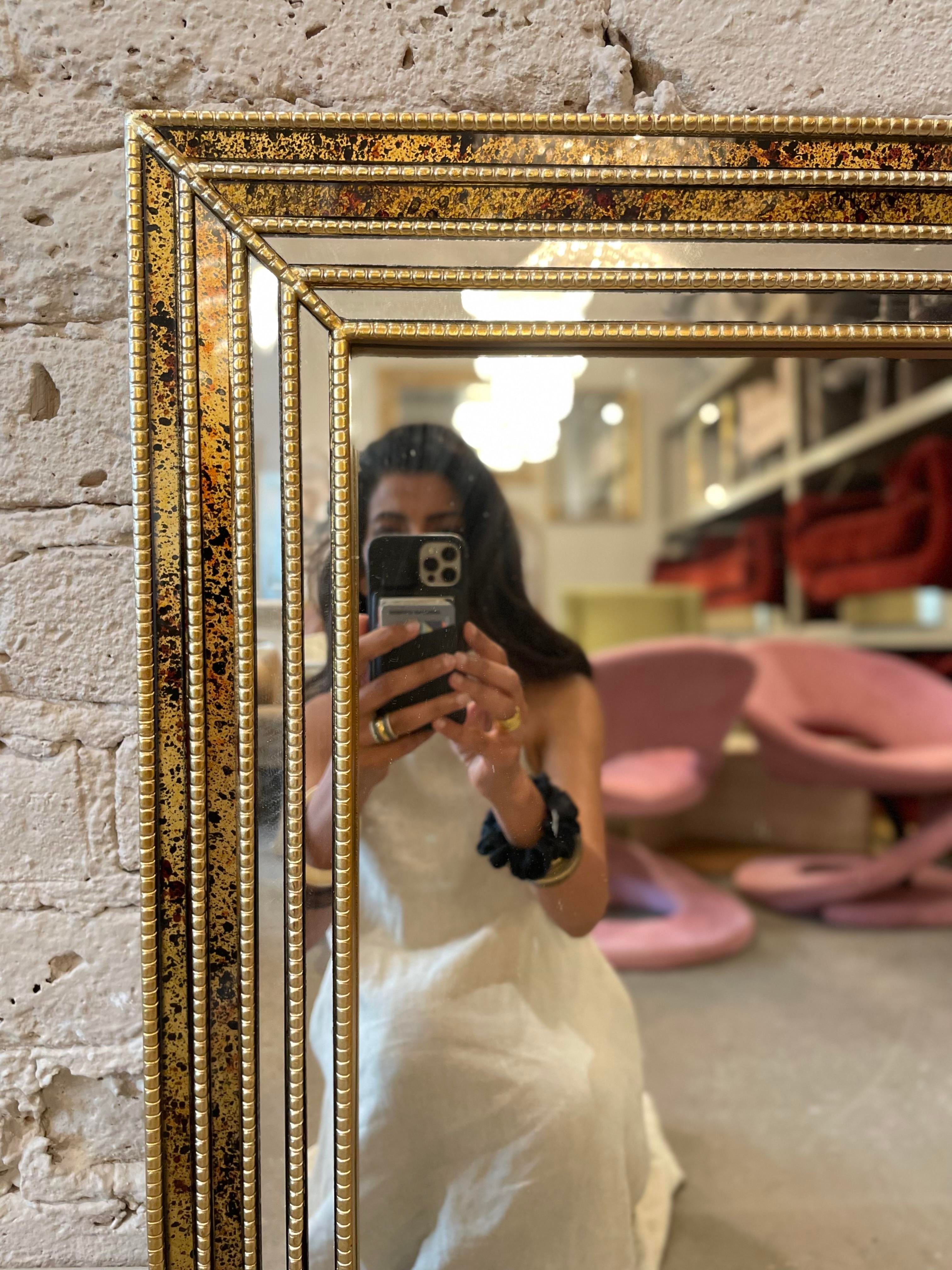 LaBarge Vintage Mirror 1980s Gold and Tortoise