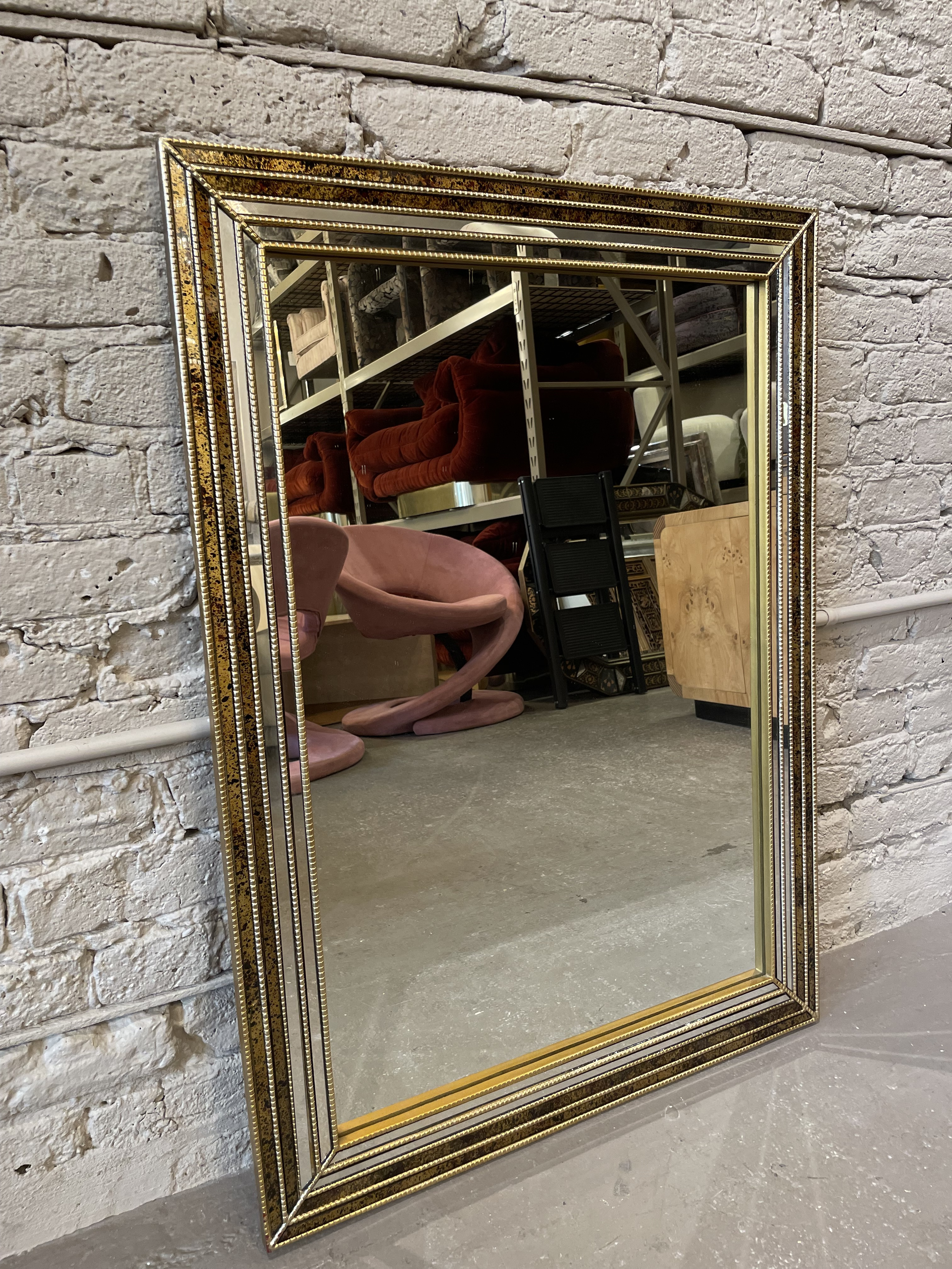 LaBarge Vintage Mirror 1980s Gold and Tortoise