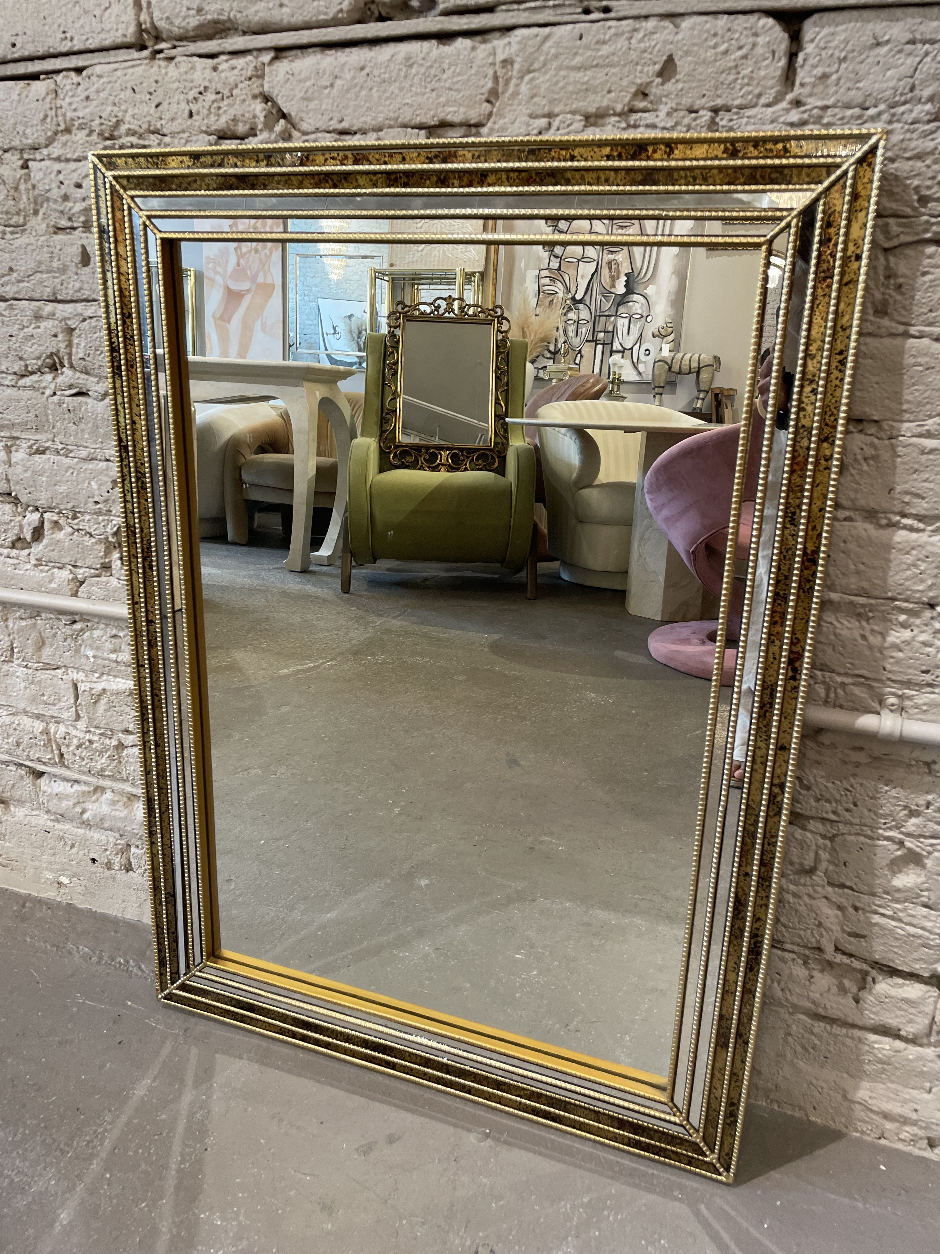 LaBarge Vintage Mirror 1980s Gold and Tortoise