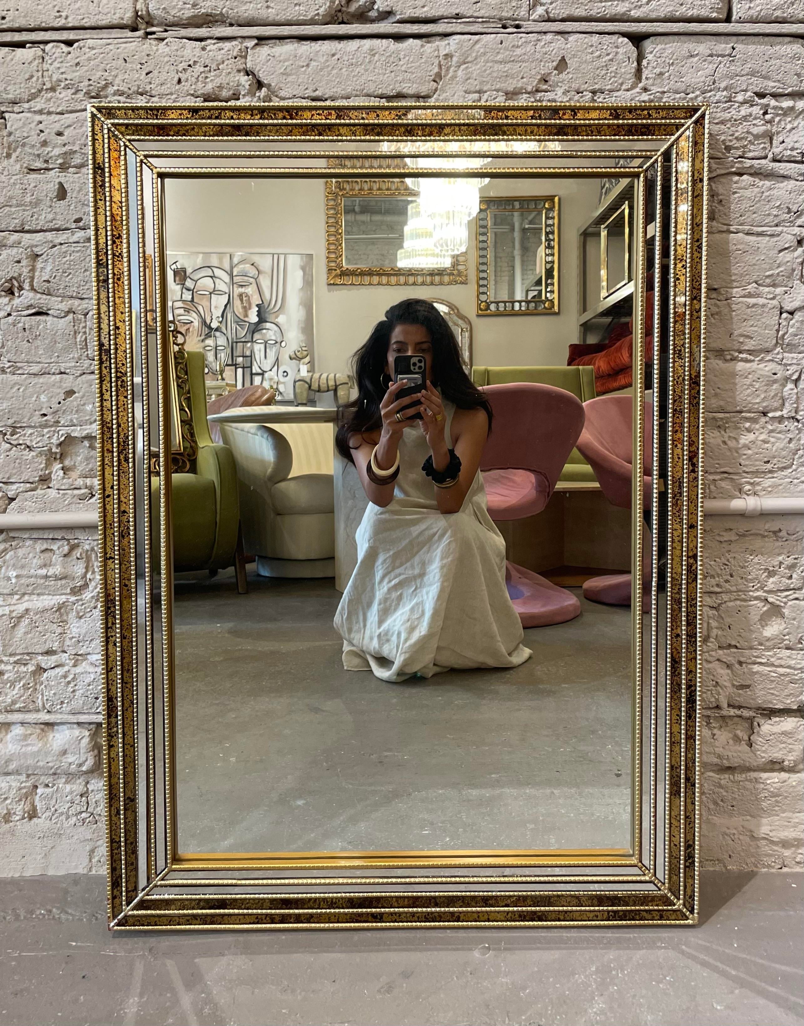 LaBarge Vintage Mirror 1980s Gold and Tortoise