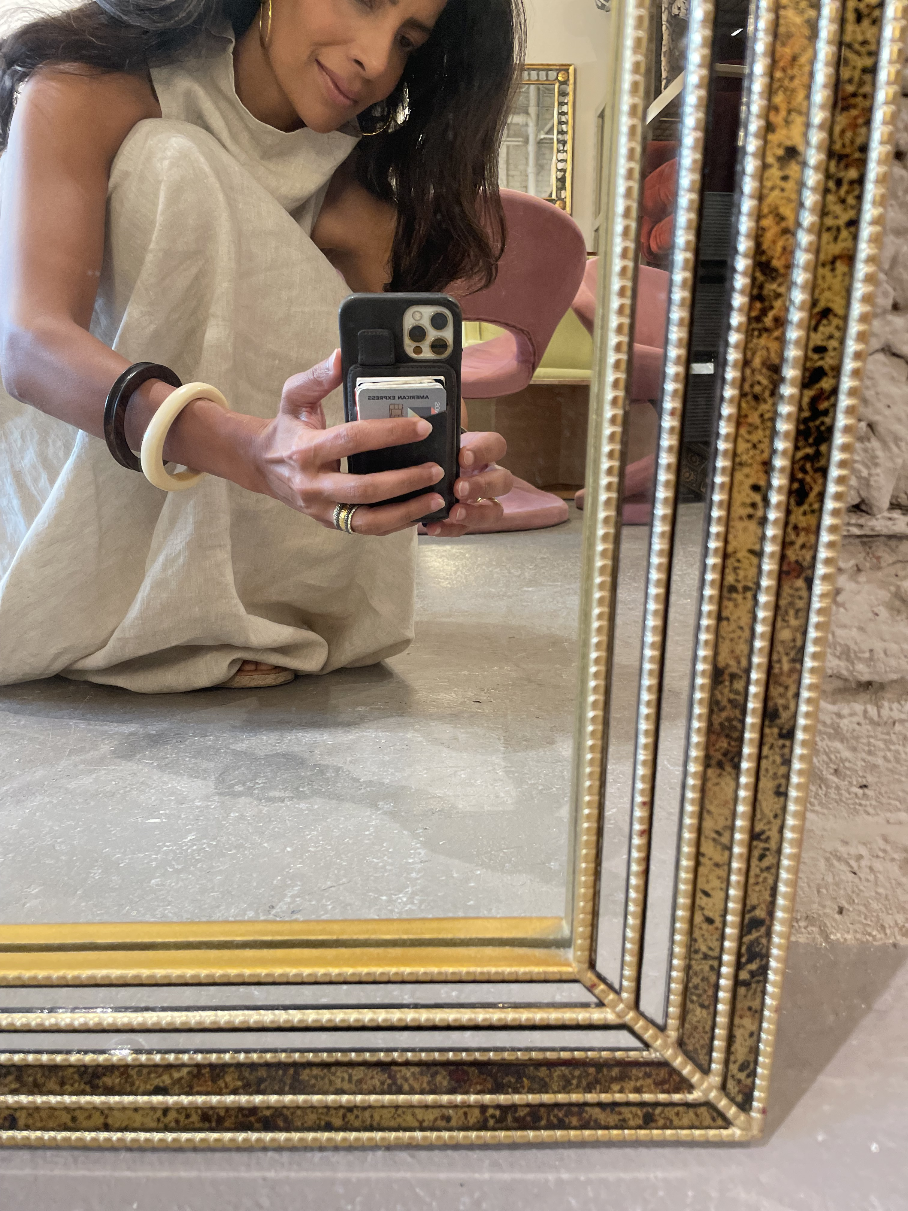 LaBarge Vintage Mirror 1980s Gold and Tortoise