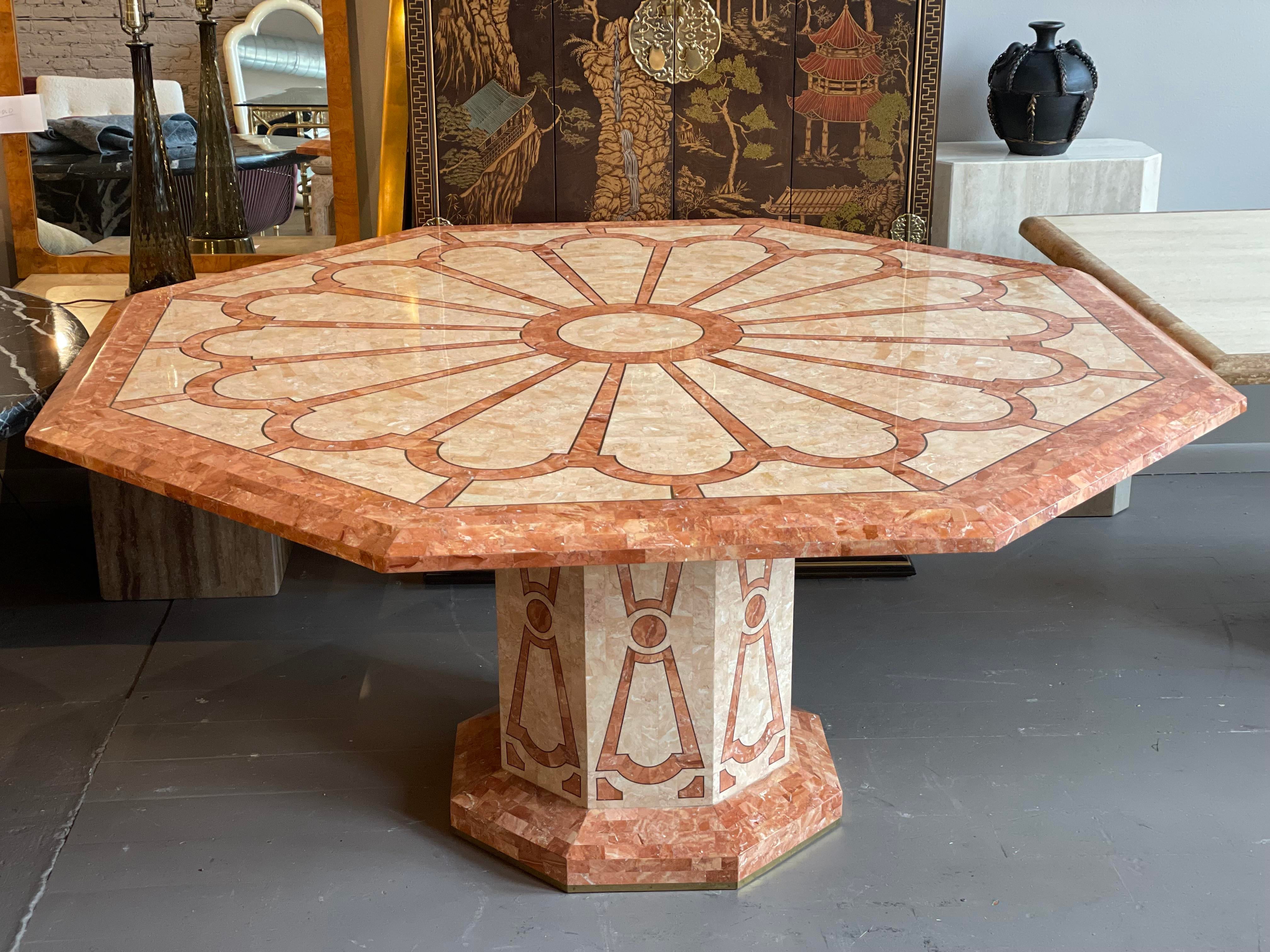 Maitland Smith Fossilized Coral Tessellated Stone Dining Table