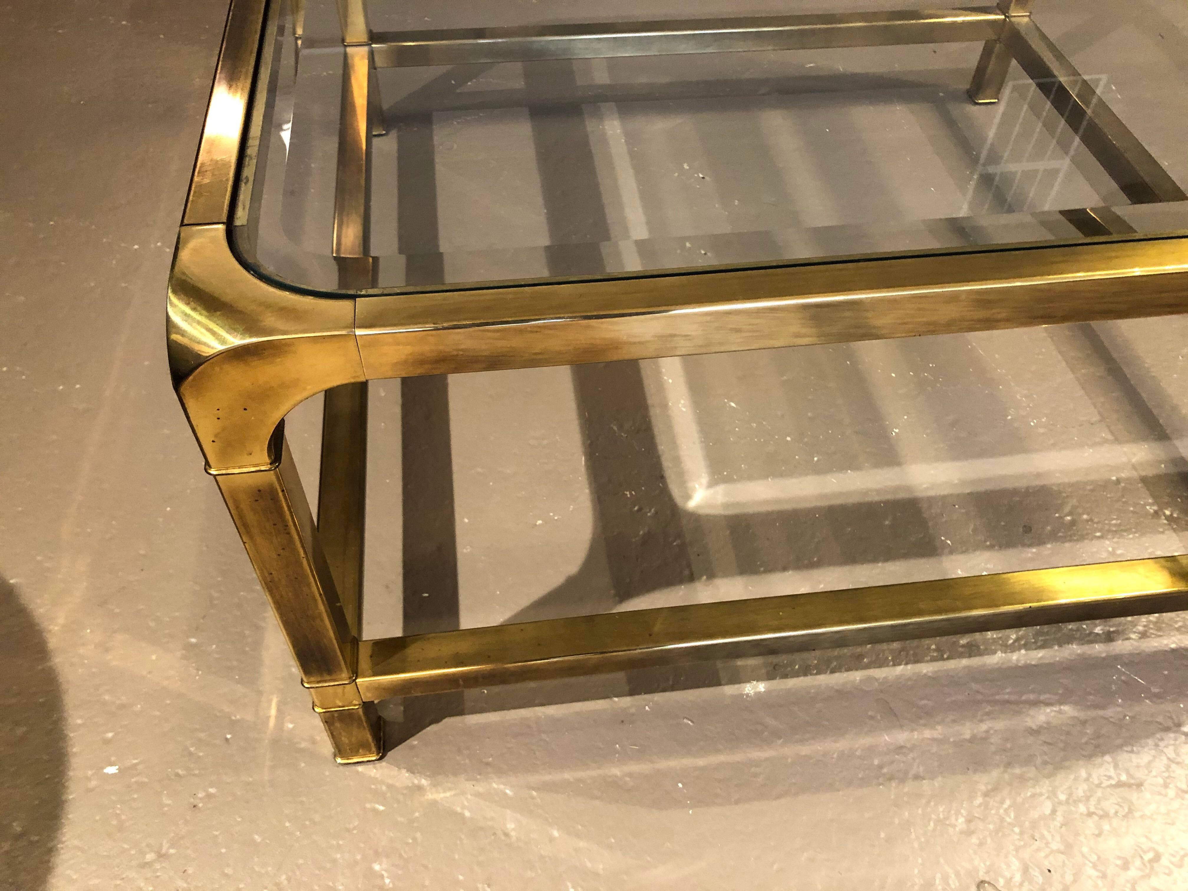 Mastercraft Brass Curved Edge Coffee Table