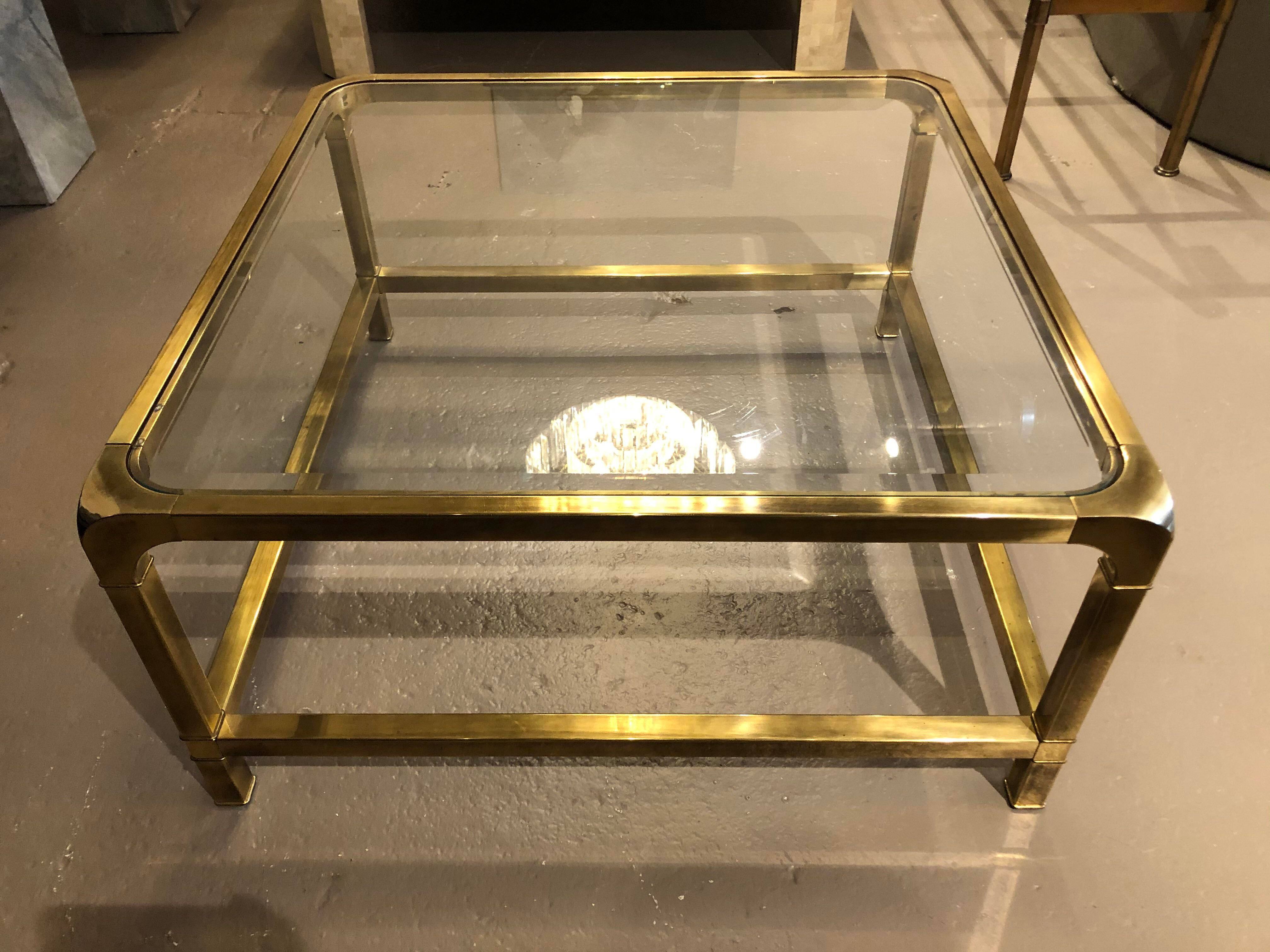 Mastercraft Brass Curved Edge Coffee Table