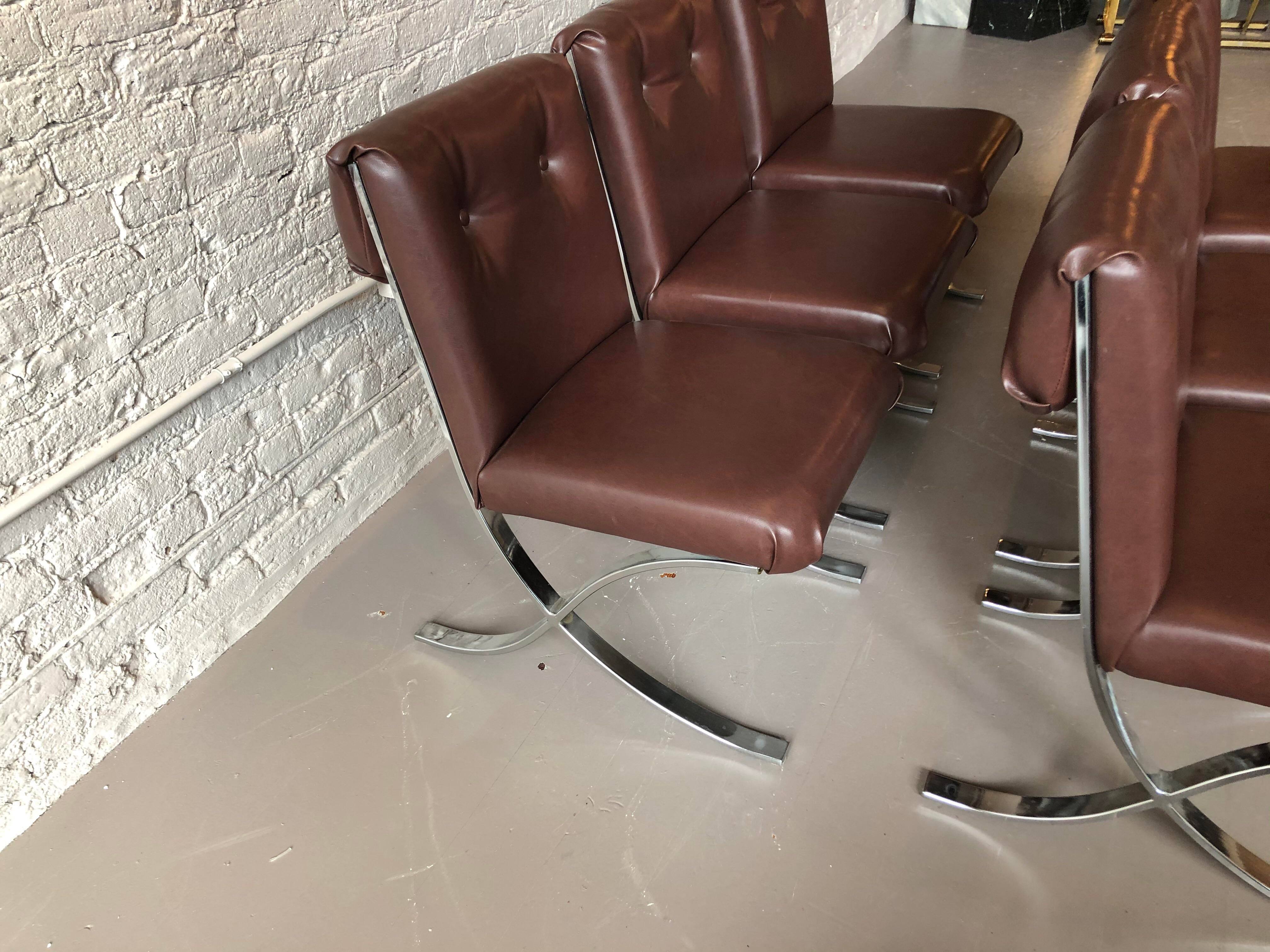 Mid Century Chrome Dining Chairs - Set of 6