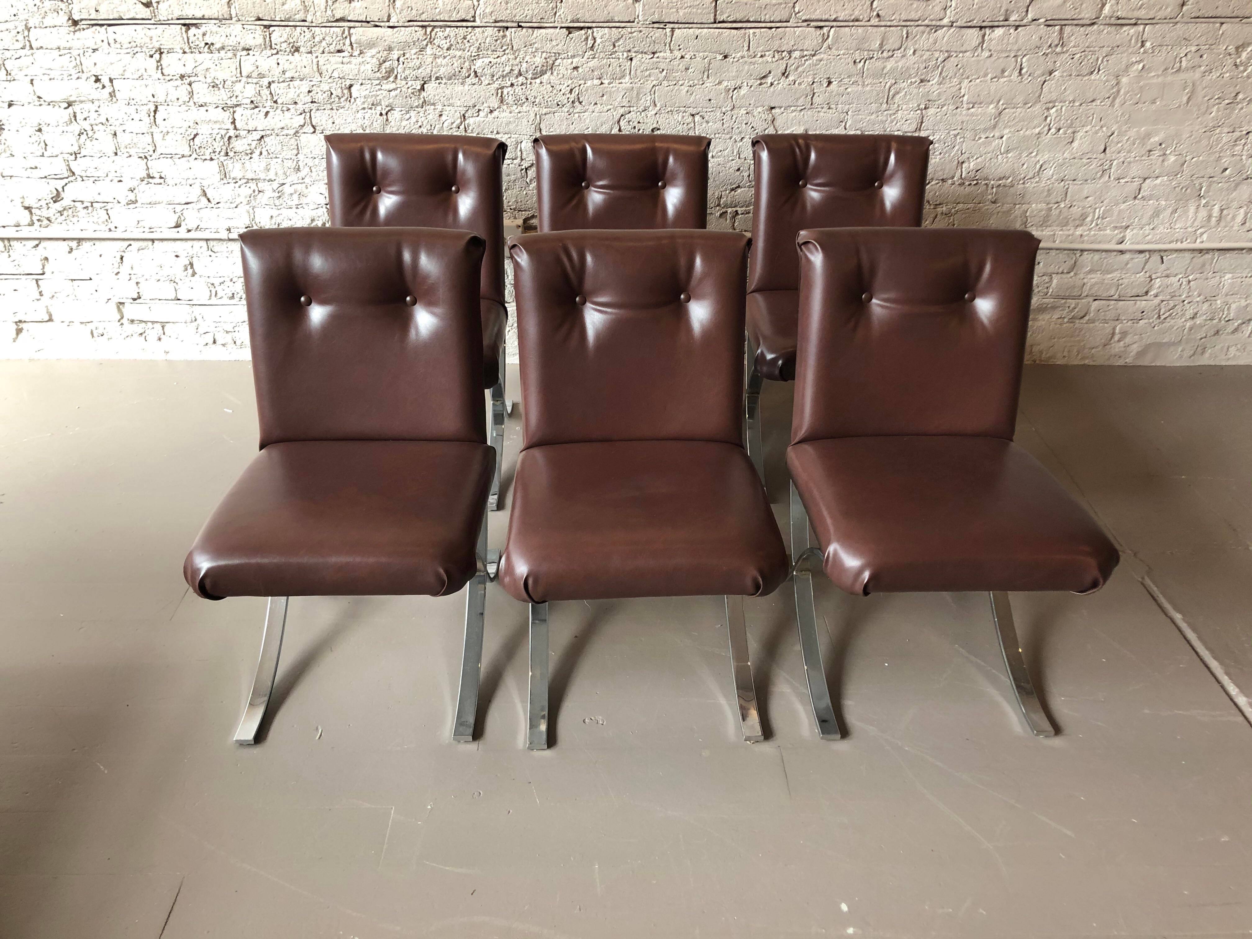 Mid Century Chrome Dining Chairs - Set of 6