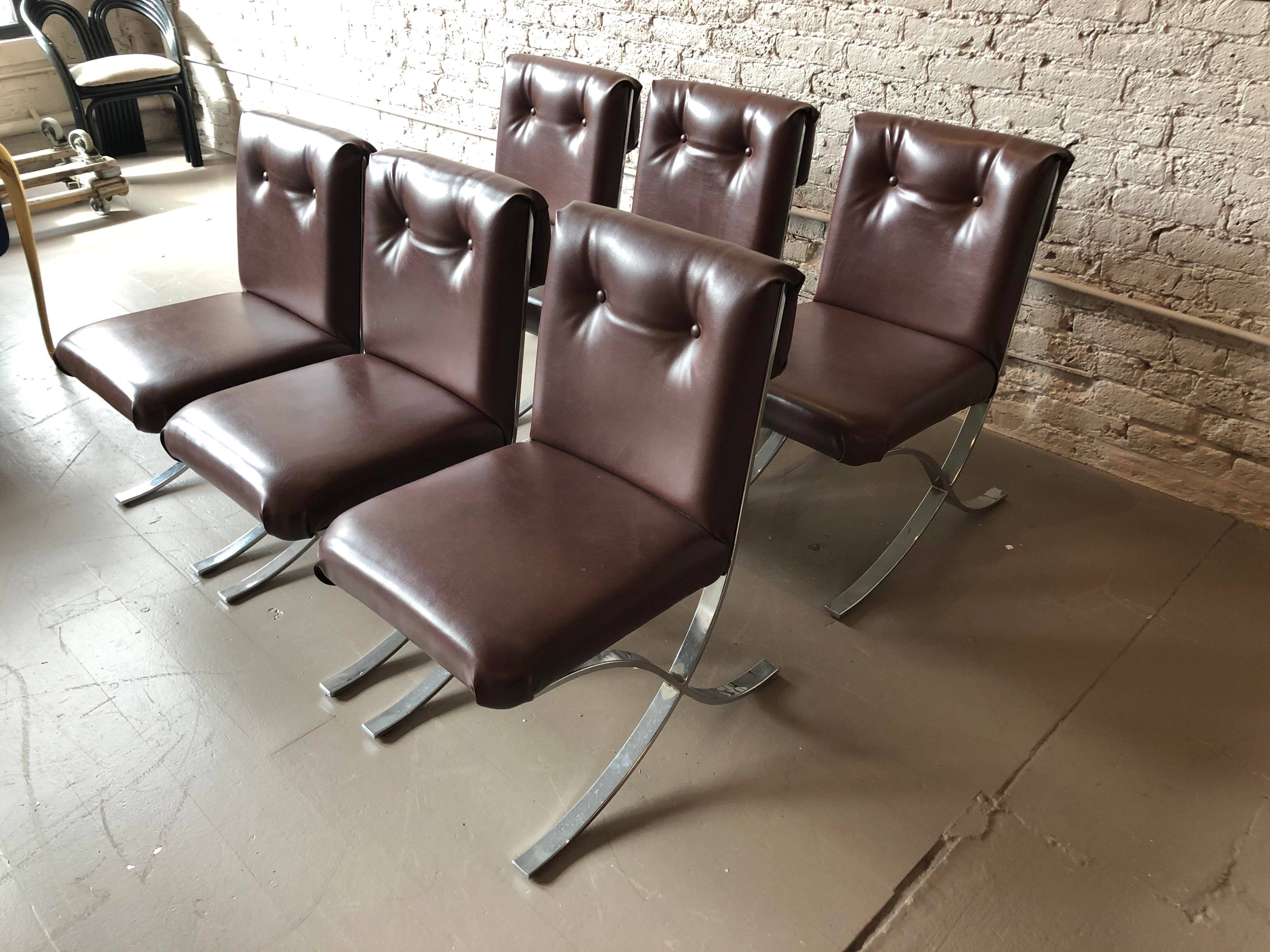 Mid Century Chrome Dining Chairs - Set of 6