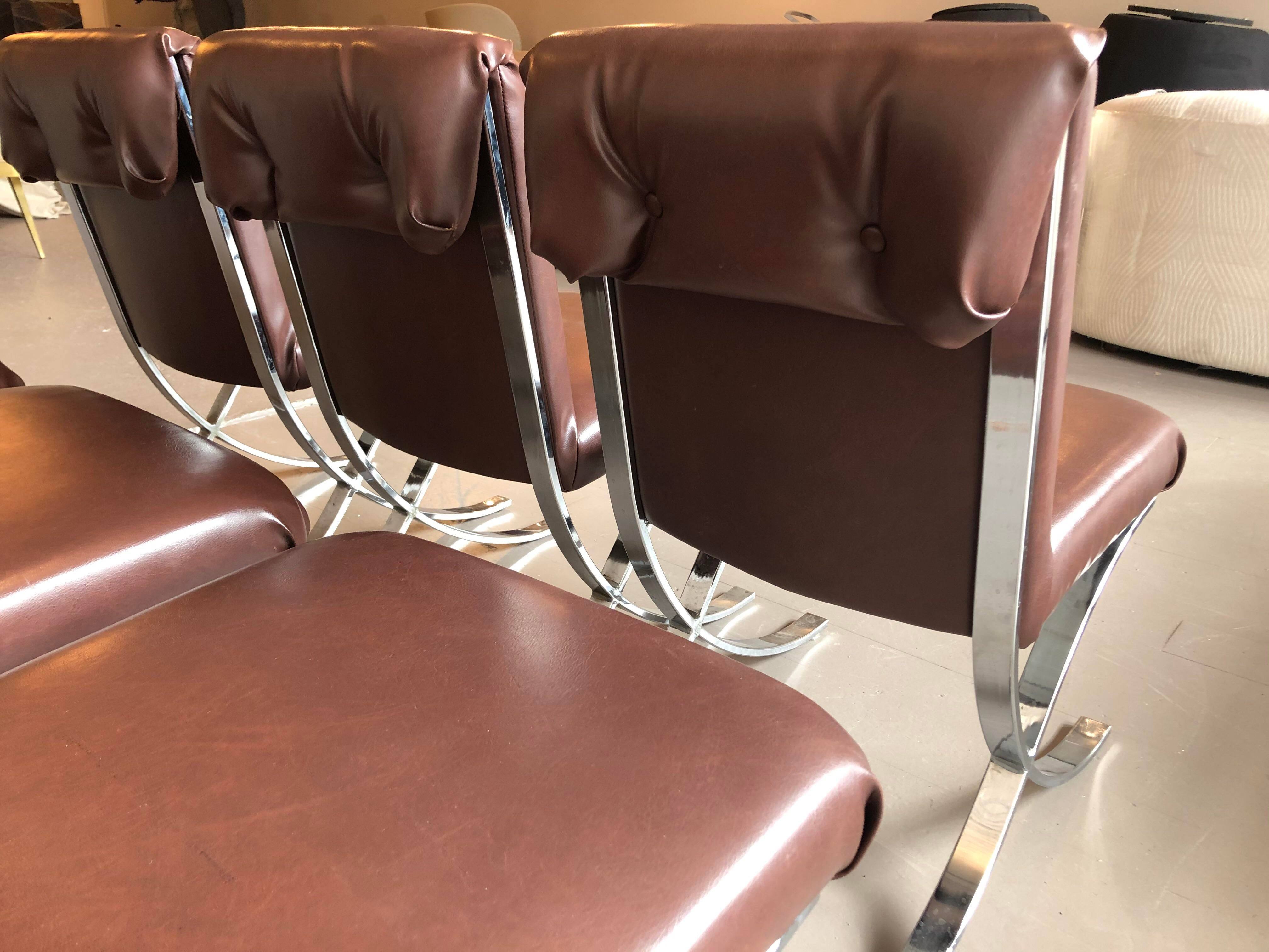 Mid Century Chrome Dining Chairs - Set of 6