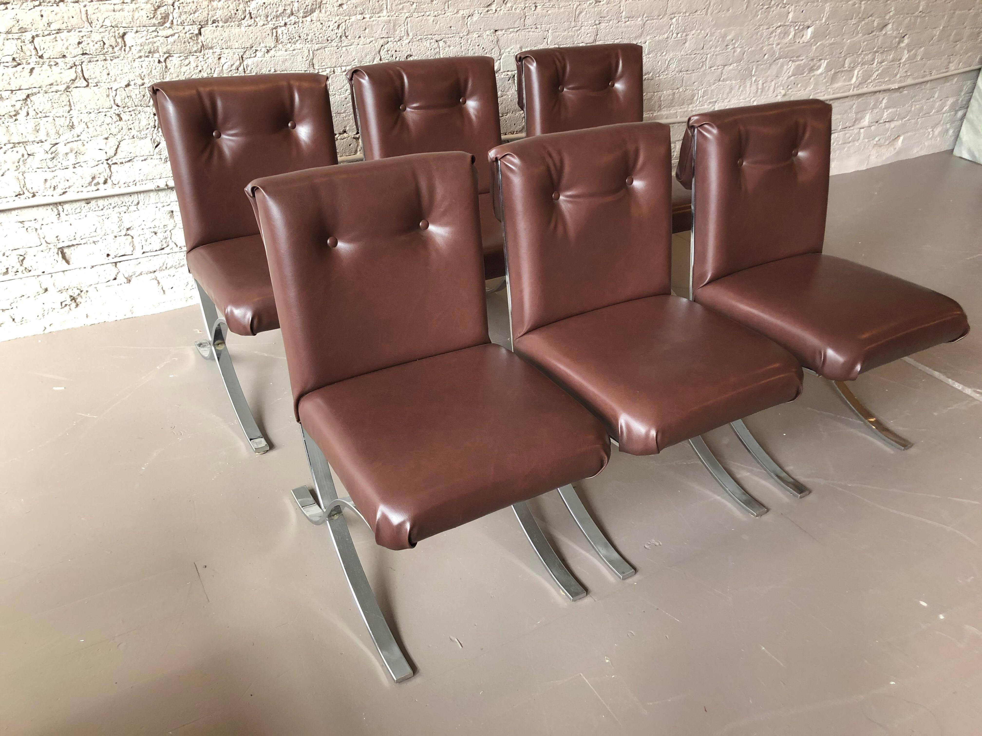 Mid Century Chrome Dining Chairs - Set of 6