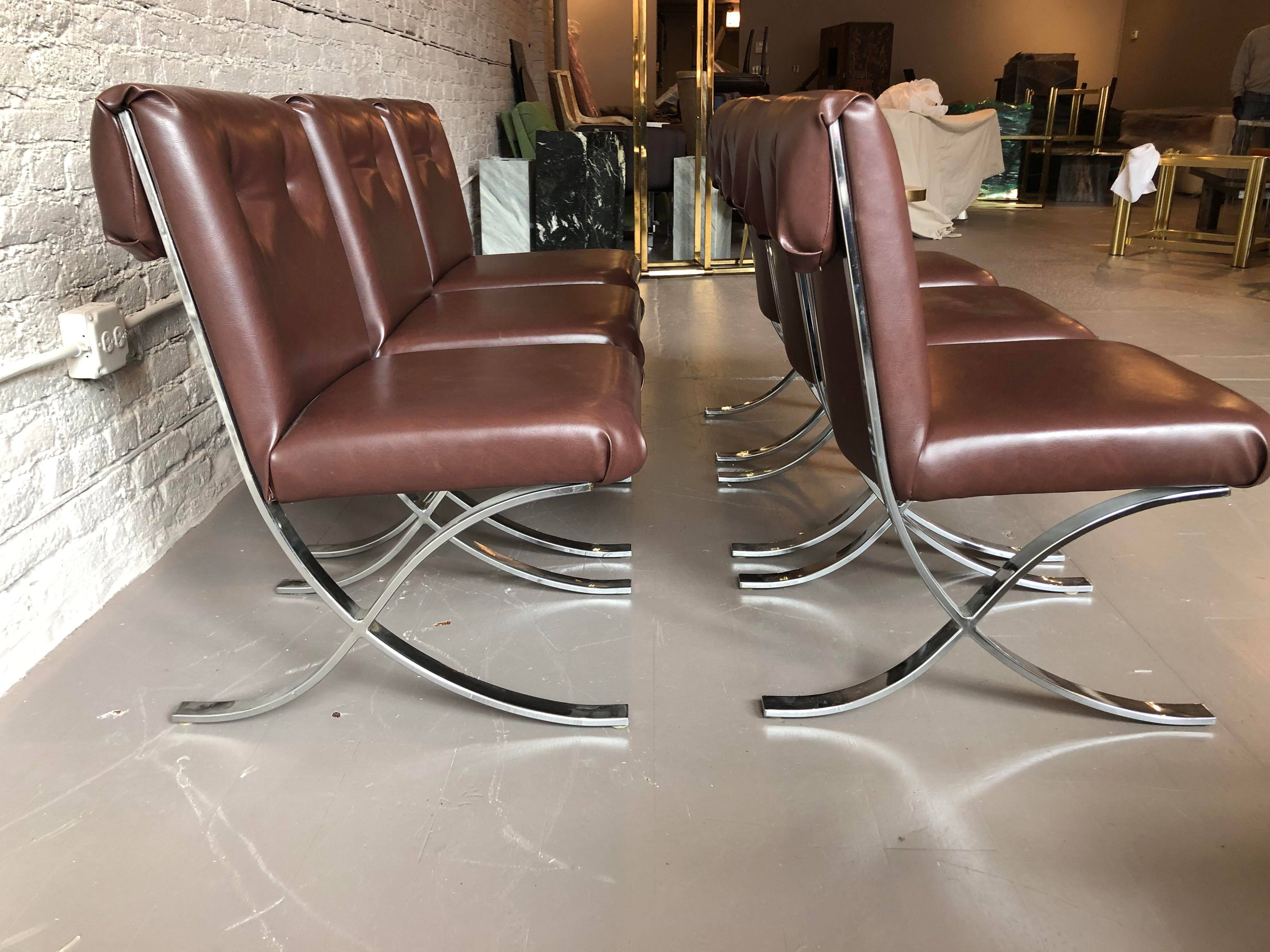 Mid Century Chrome Dining Chairs - Set of 6