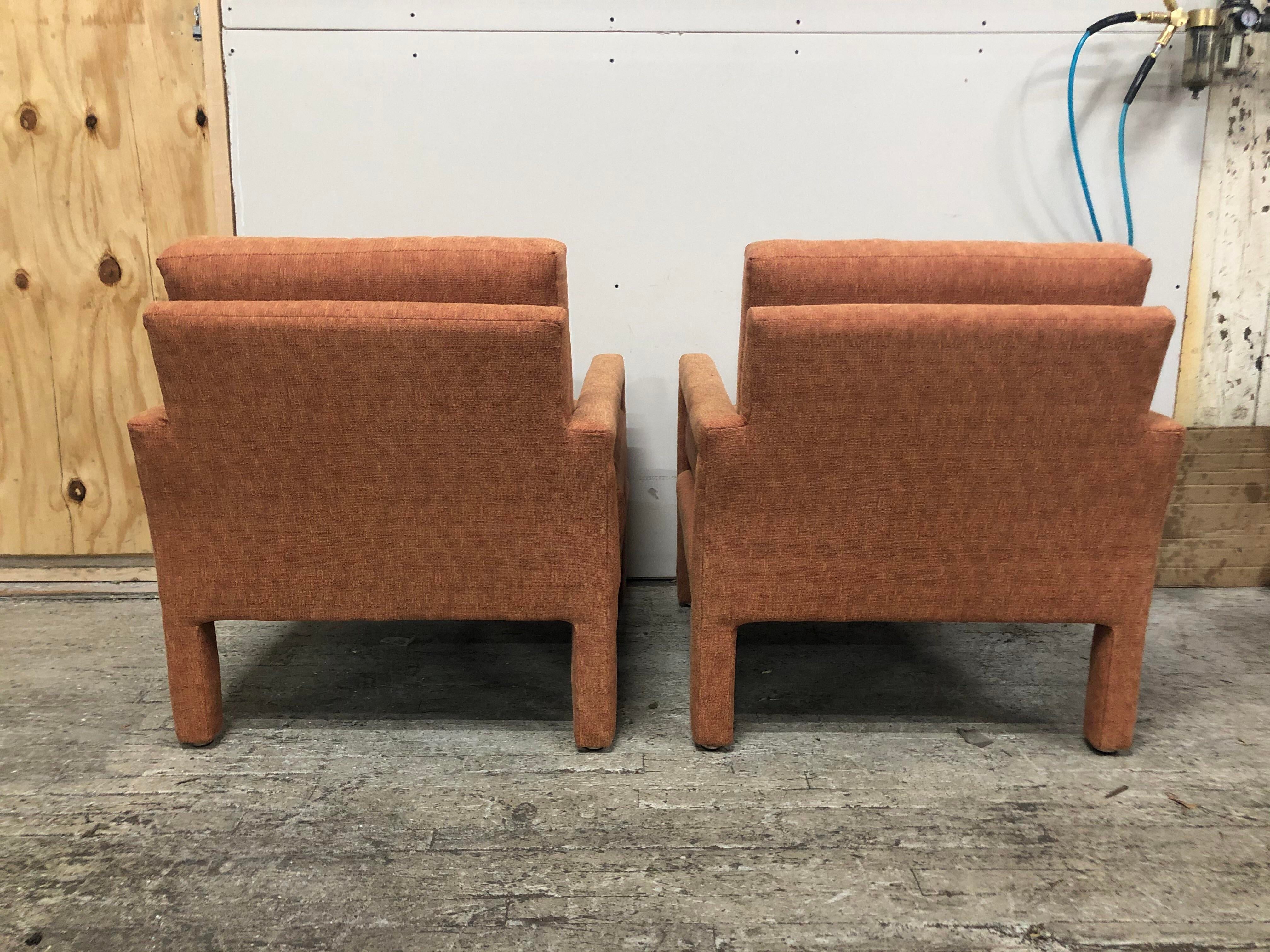 Milo Baughman Style Parsons Chairs - a Pair