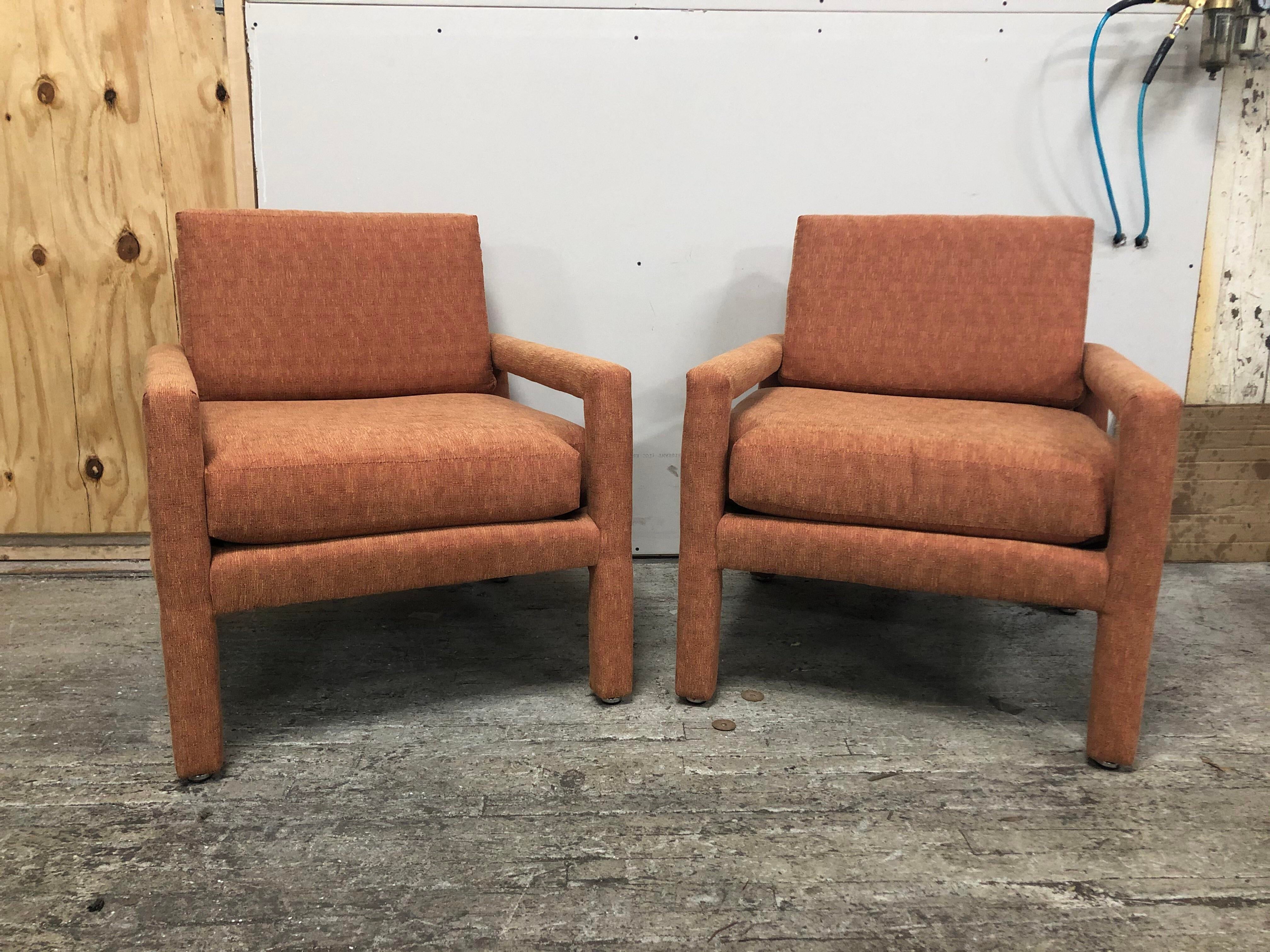Milo Baughman Style Parsons Chairs - a Pair
