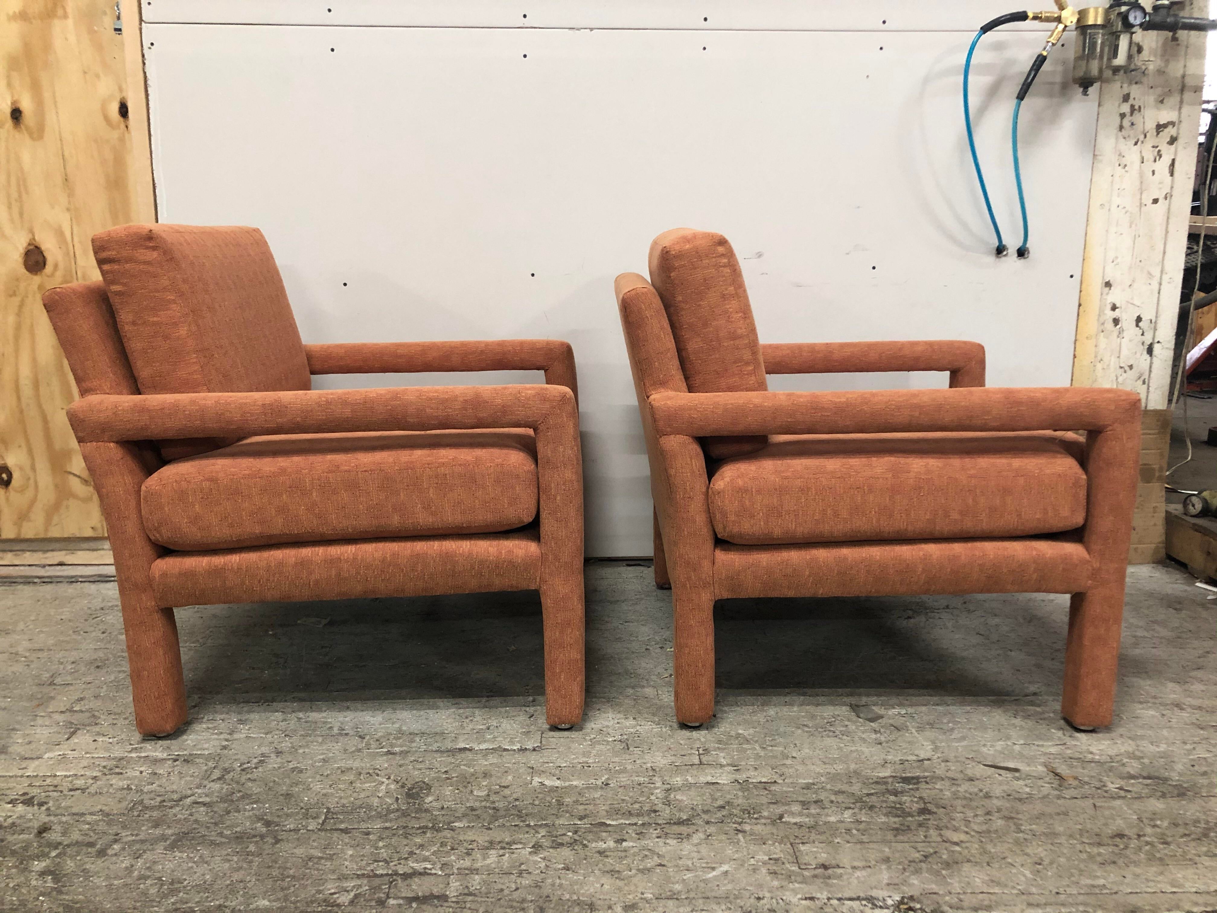 Milo Baughman Style Parsons Chairs - a Pair
