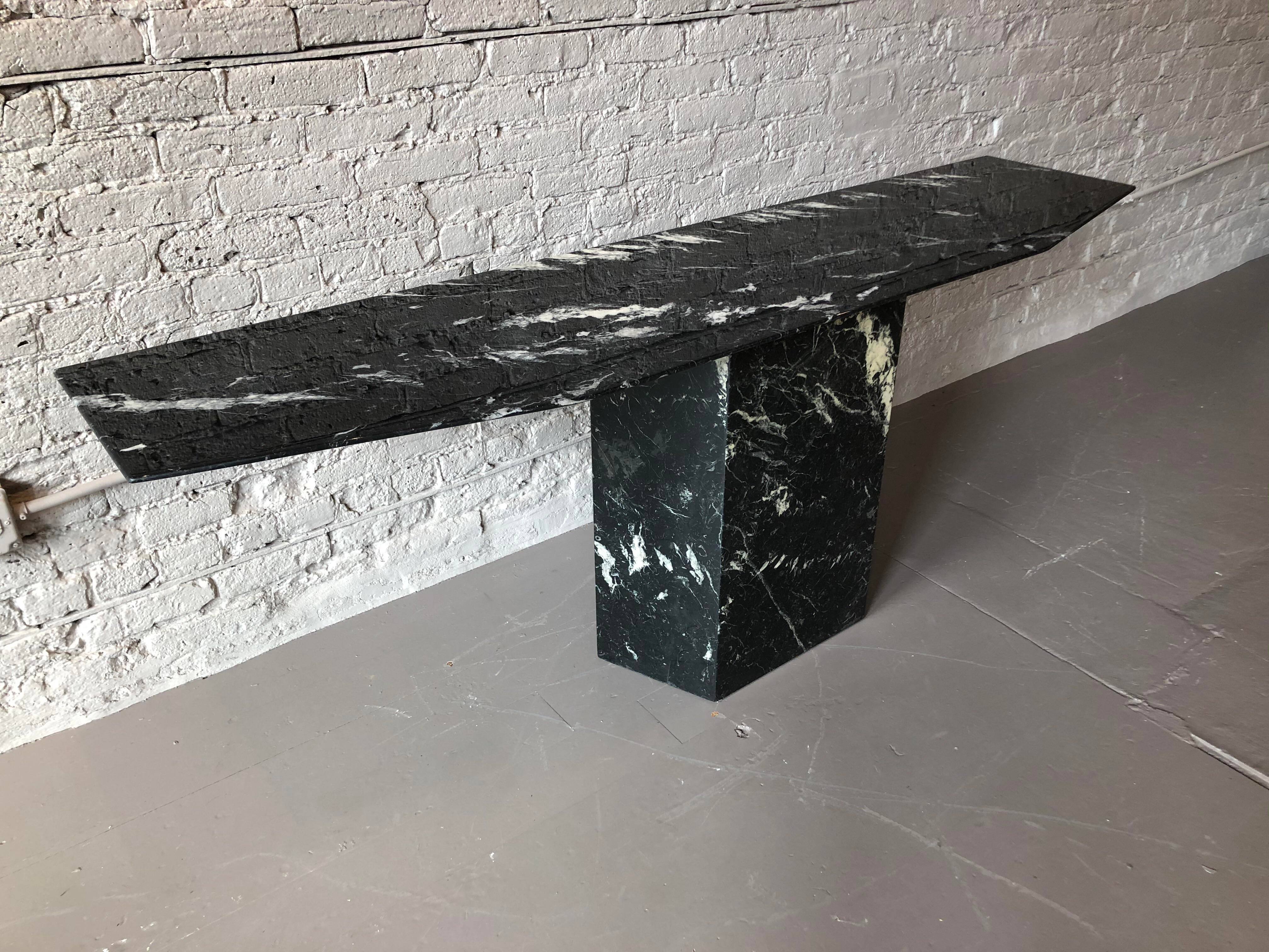 Post Modern Black Marble Console Table