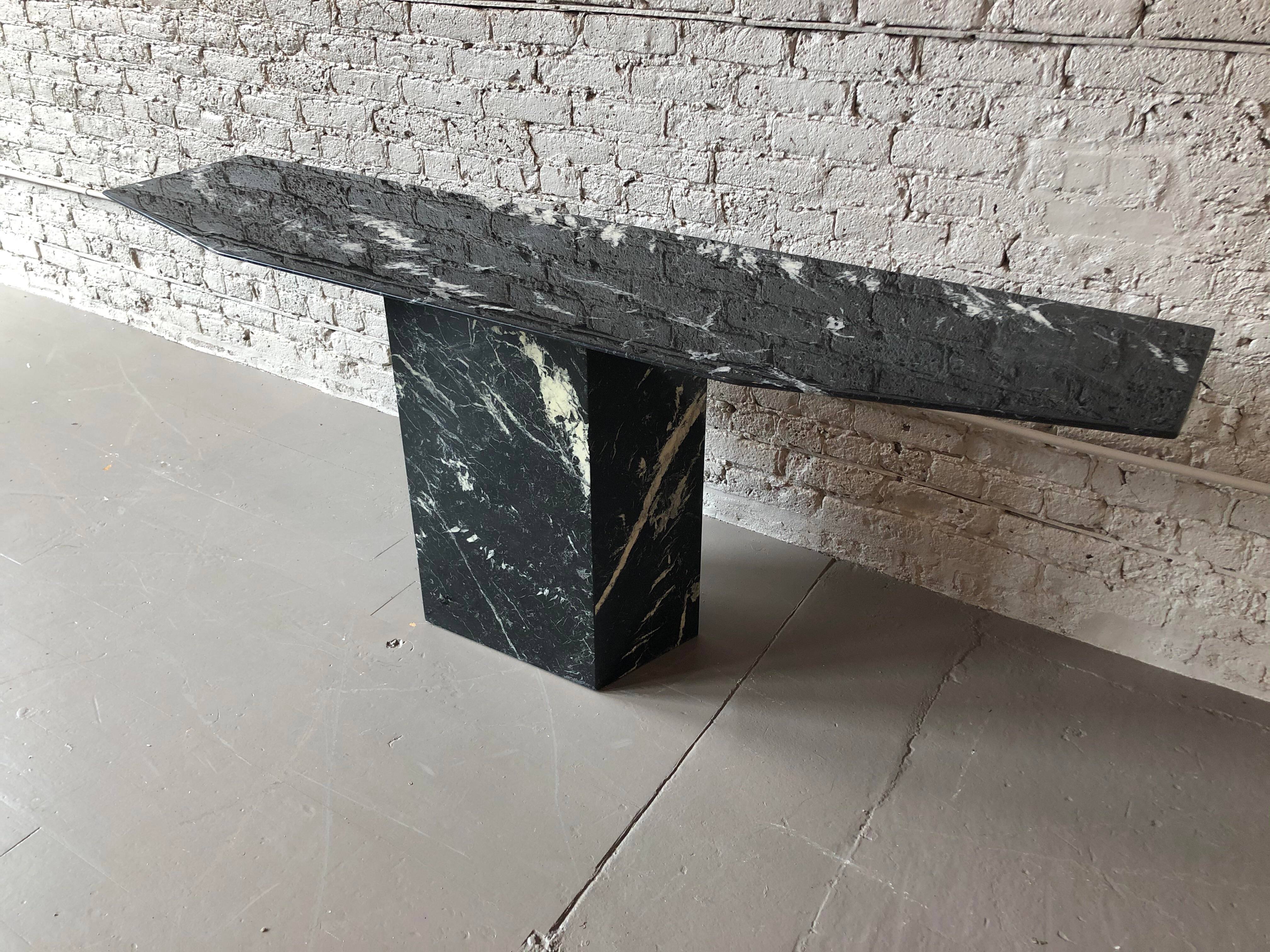 Post Modern Black Marble Console Table