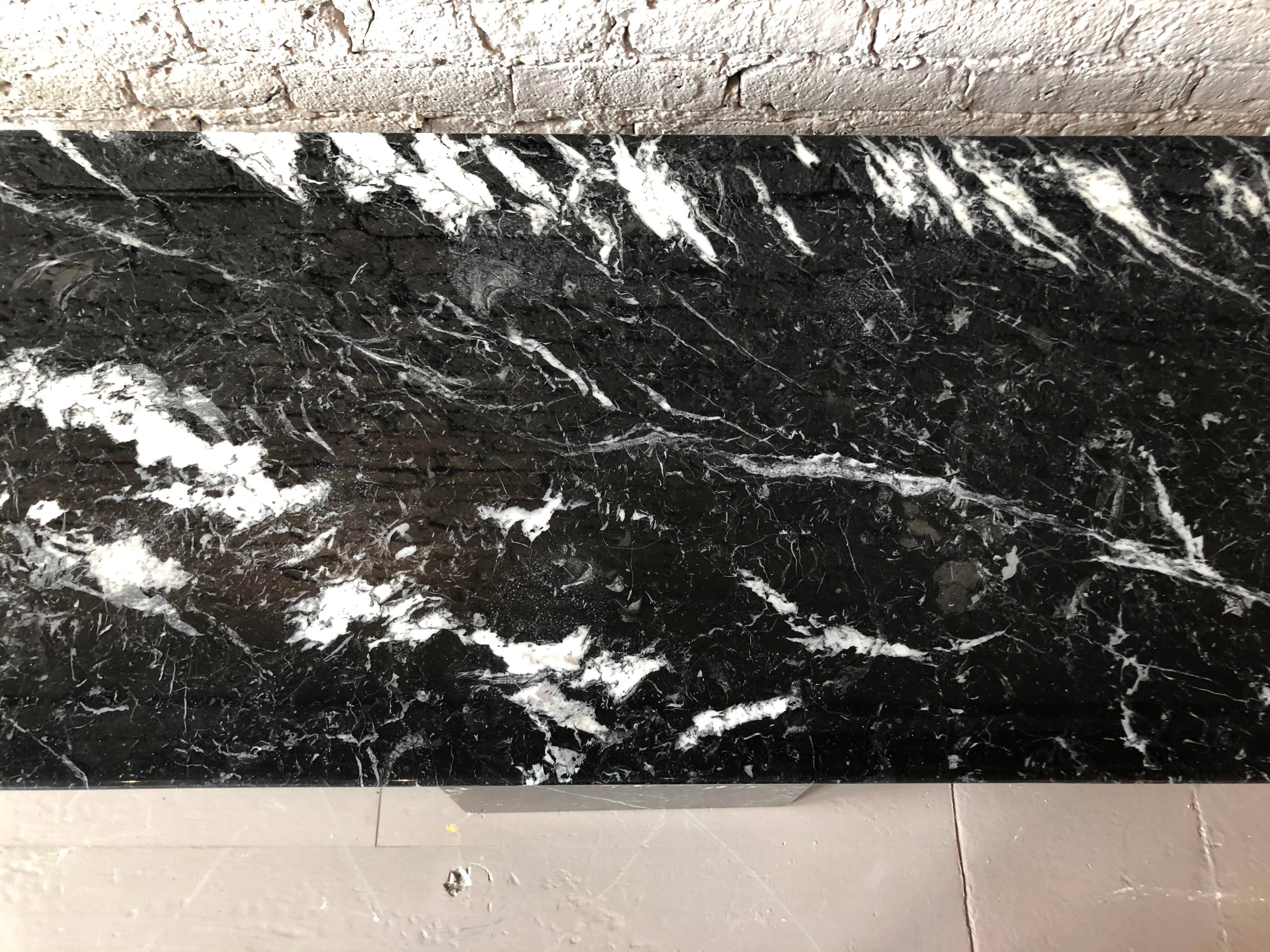 Post Modern Black Marble Console Table