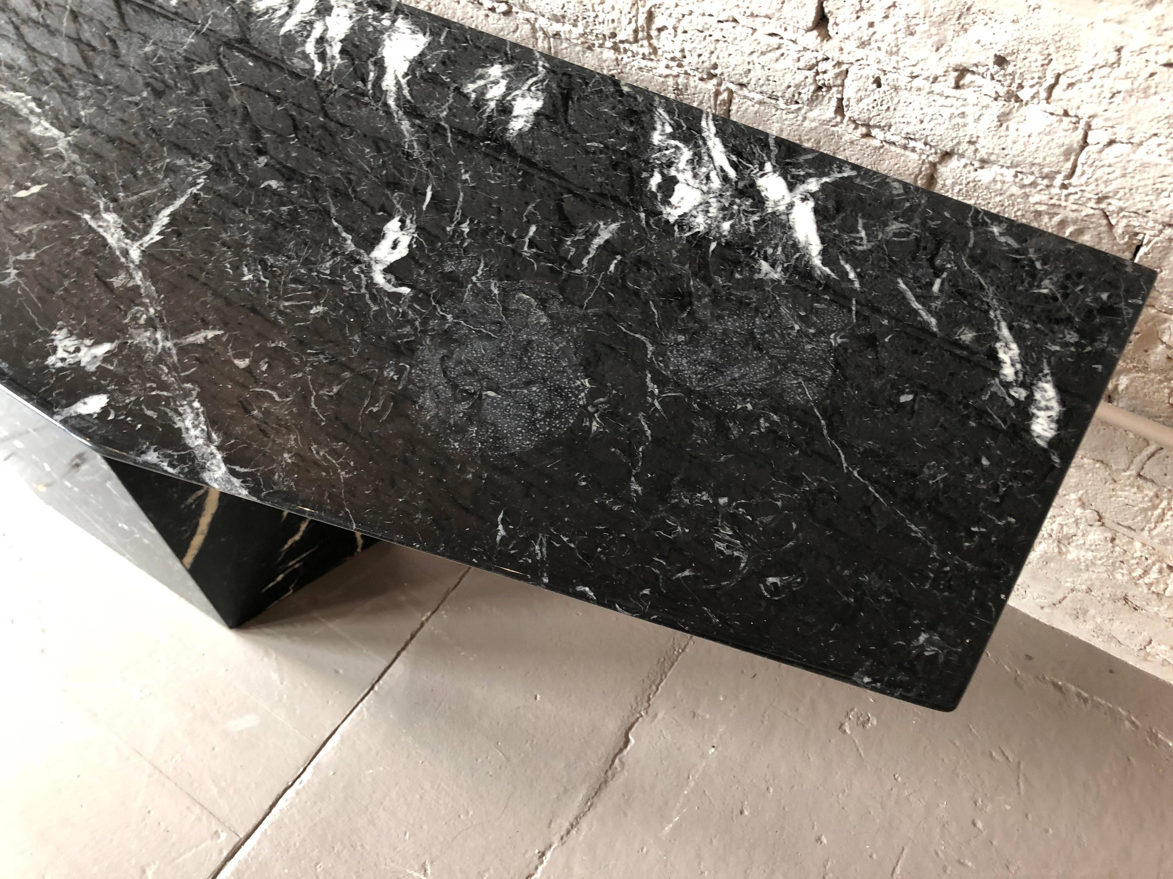 Post Modern Black Marble Console Table