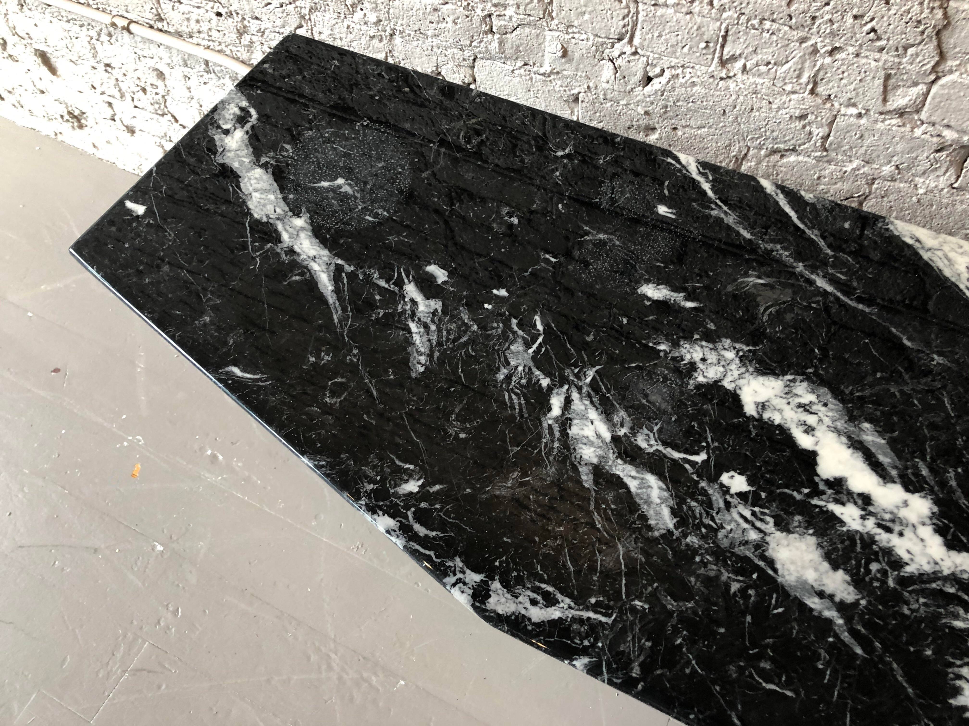 Post Modern Black Marble Console Table