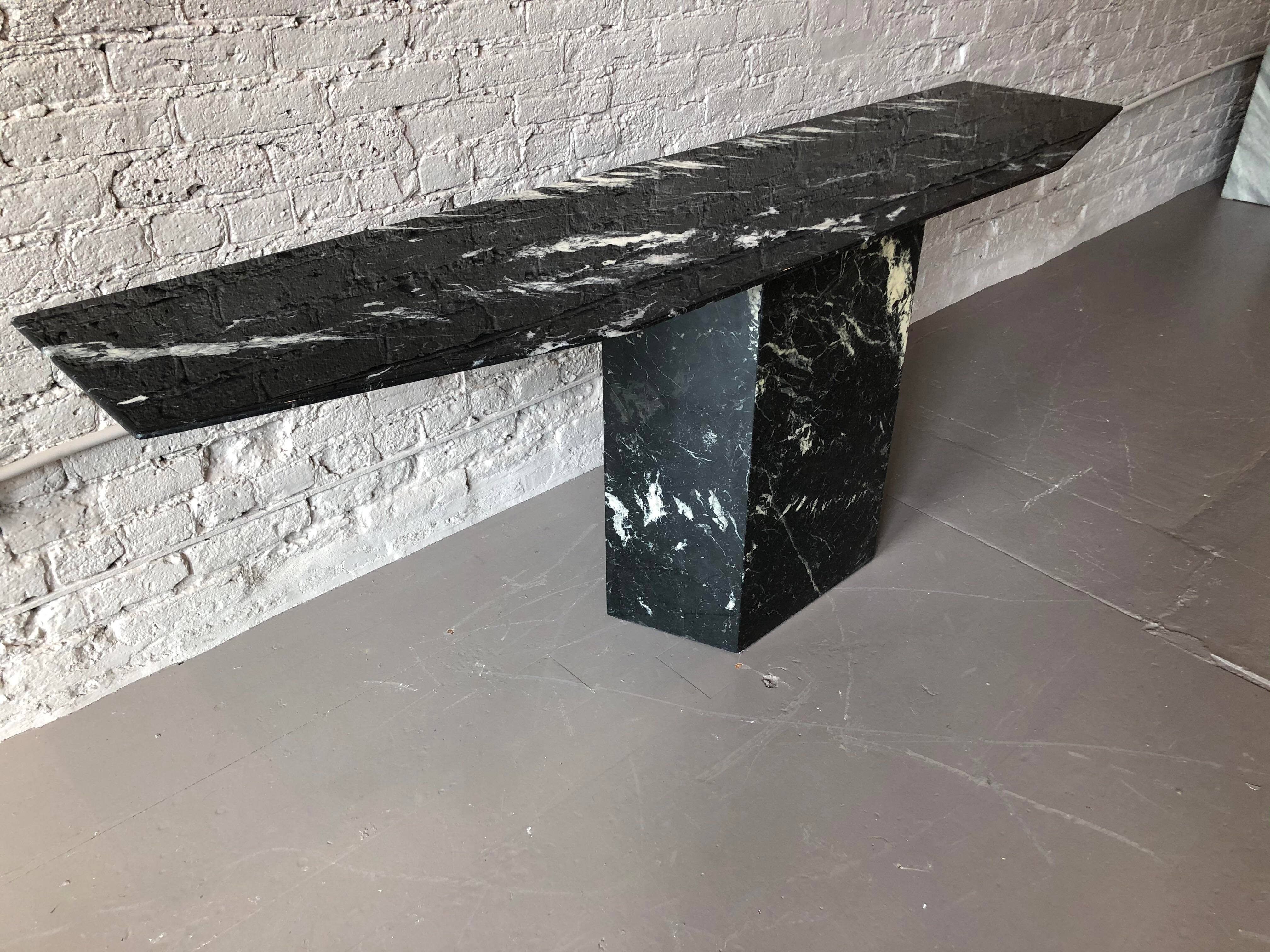 Post Modern Black Marble Console Table
