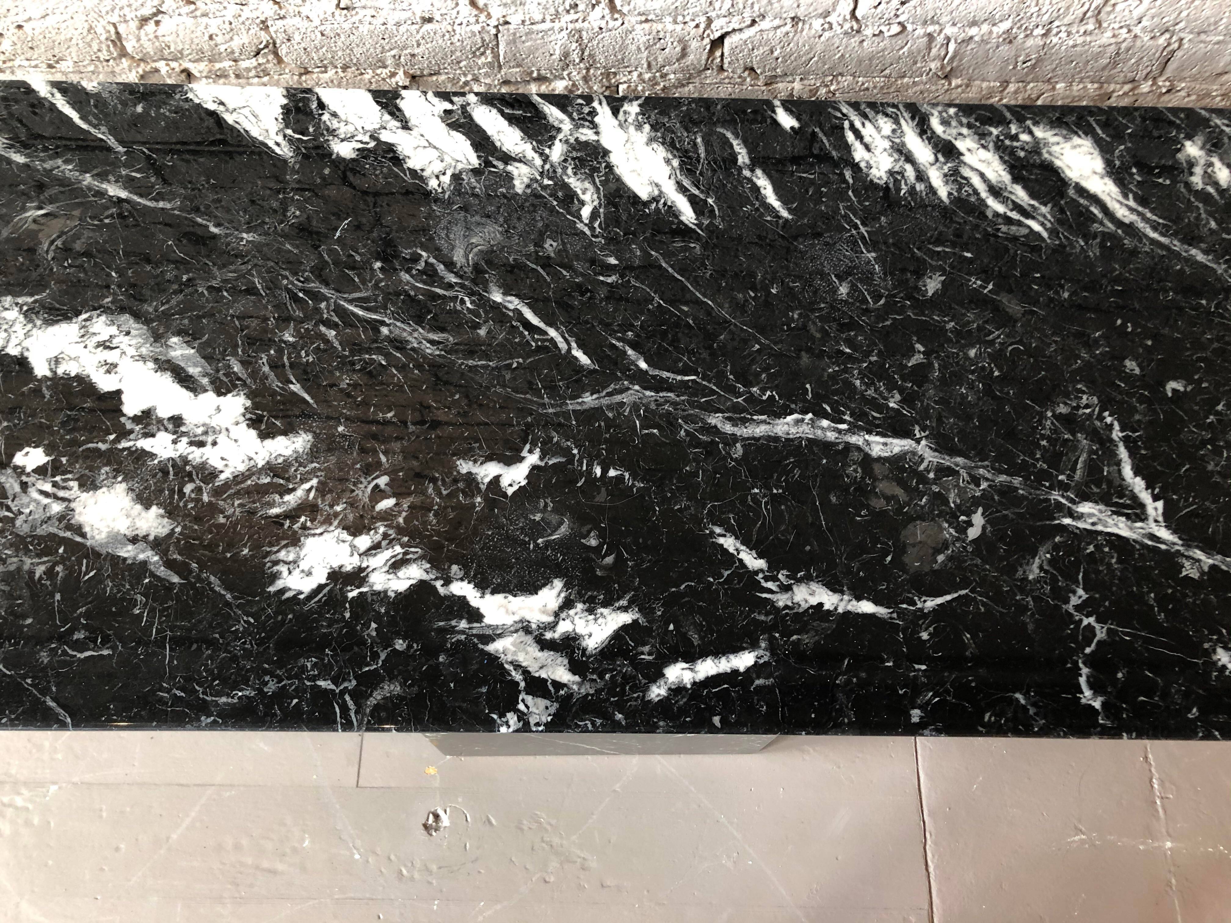 Post Modern Black Marble Console Table