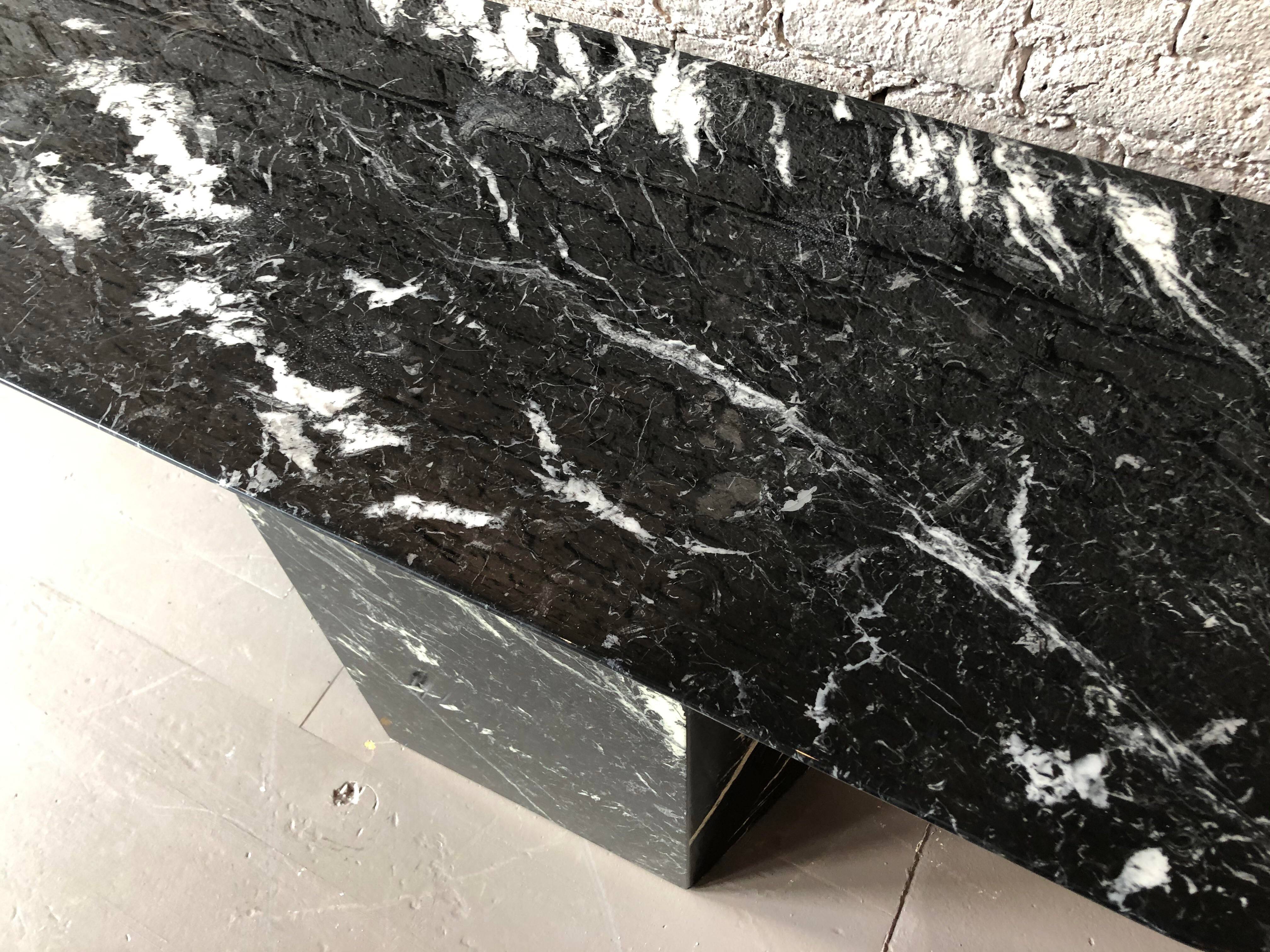 Post Modern Black Marble Console Table