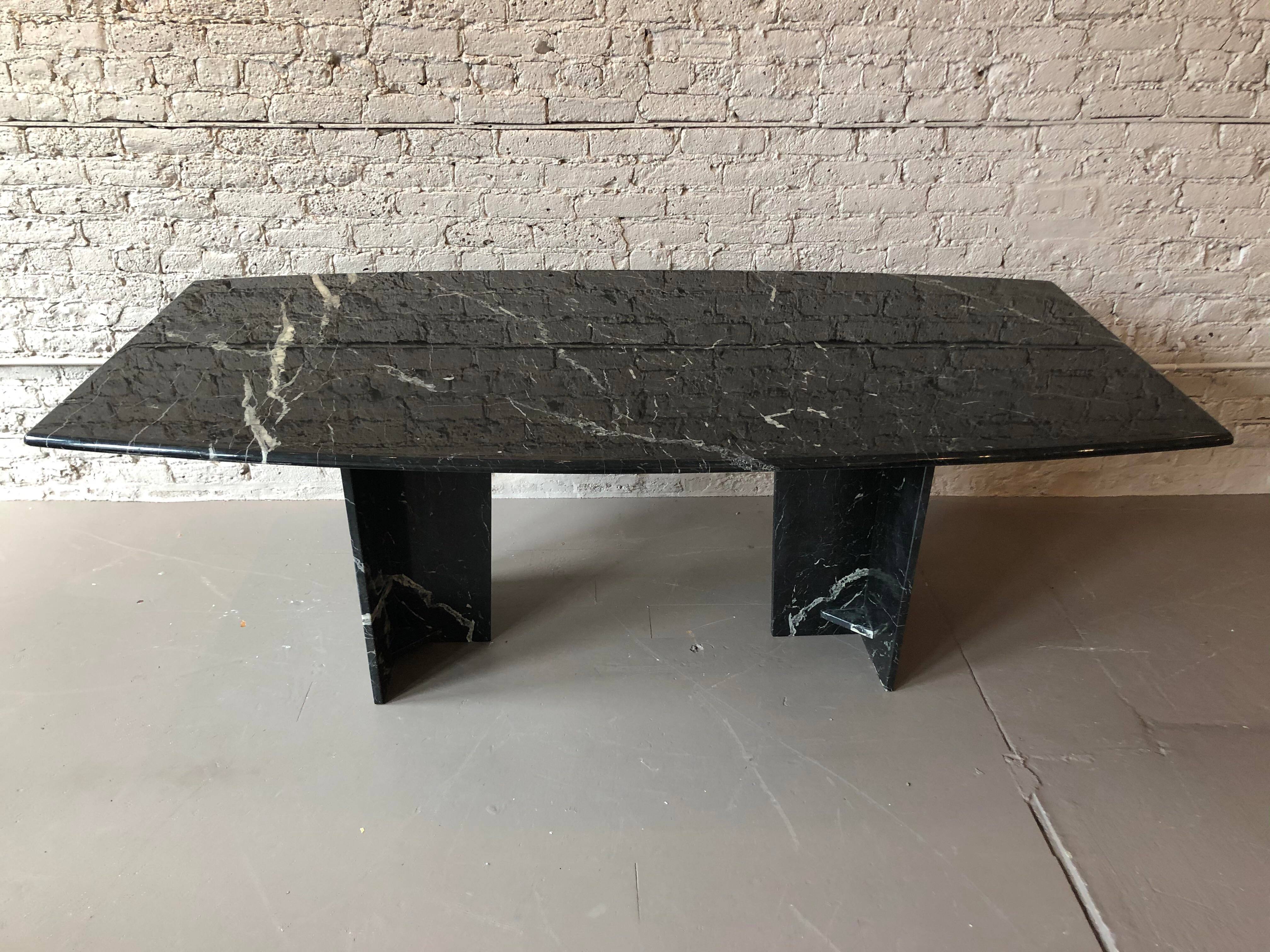 Post Modern Black Marble Dining Table