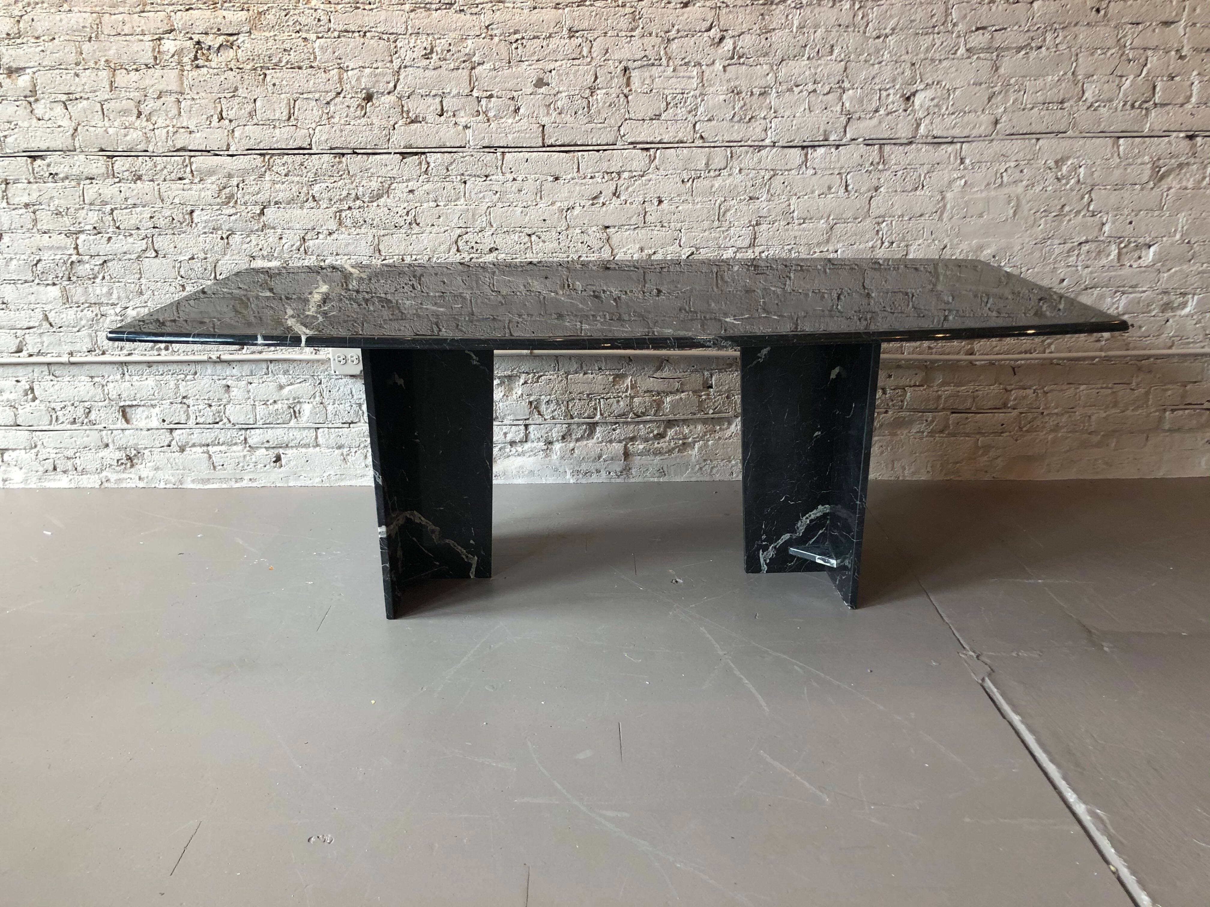 Post Modern Black Marble Dining Table