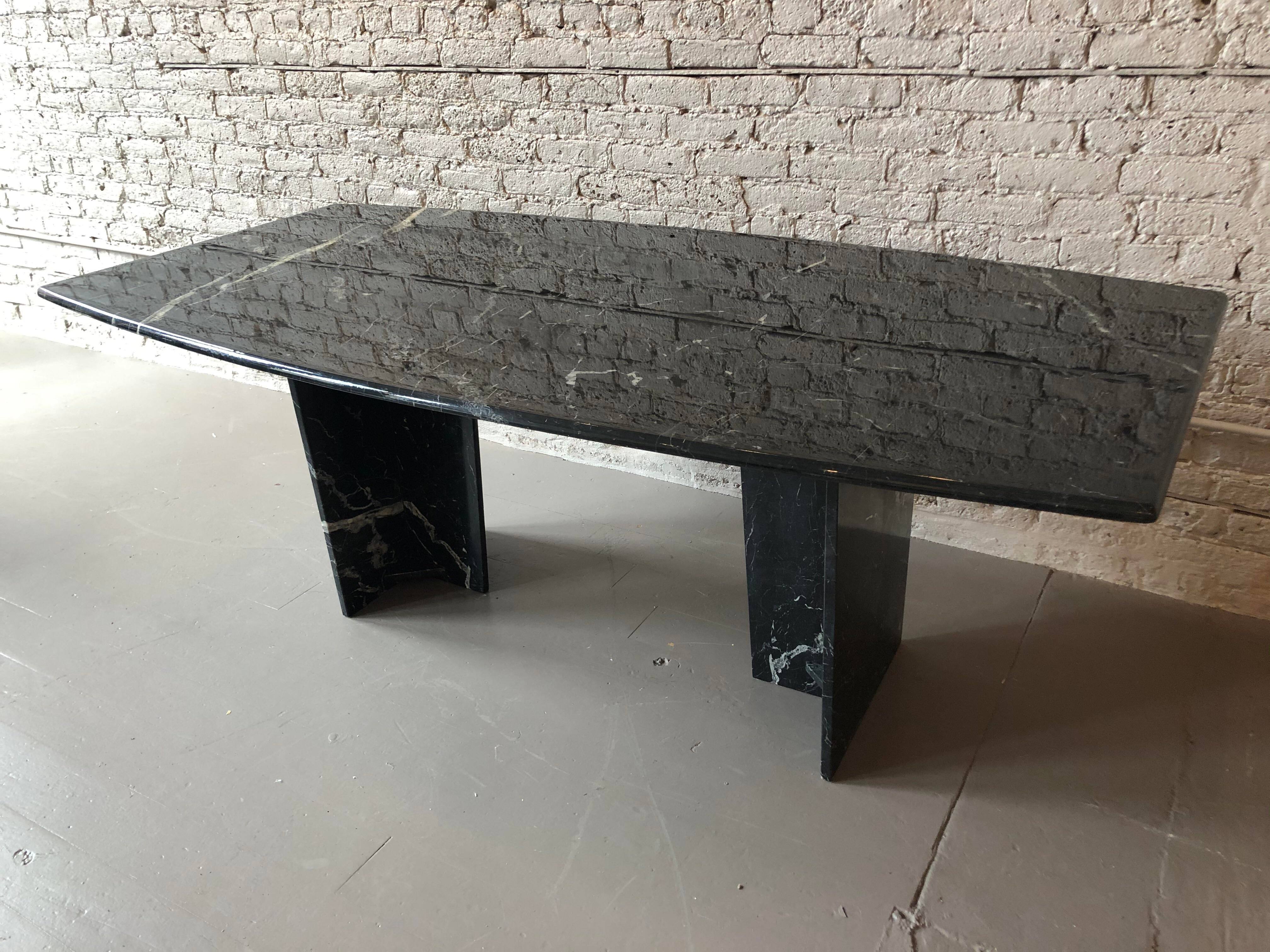 Post Modern Black Marble Dining Table