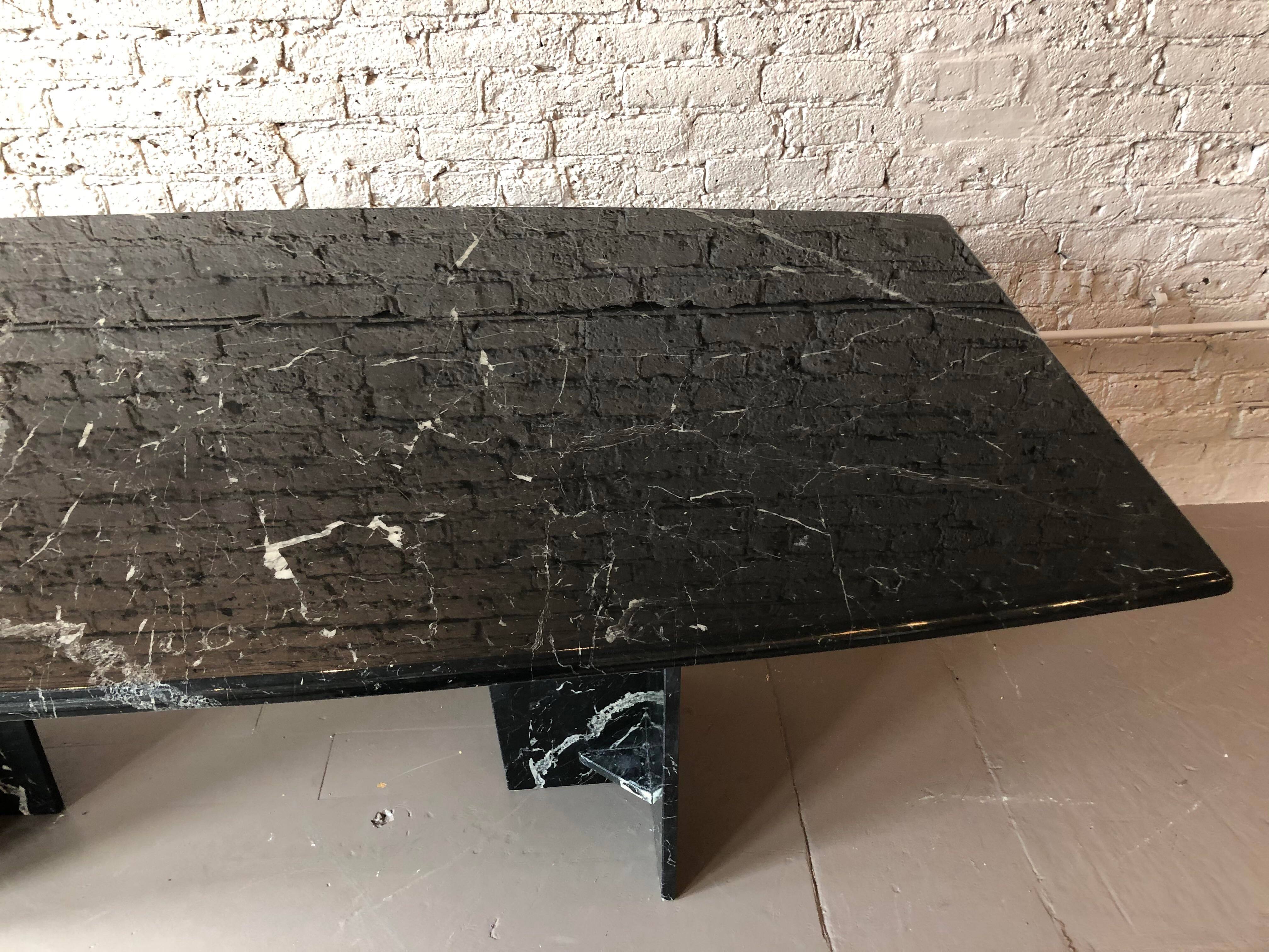 Post Modern Black Marble Dining Table